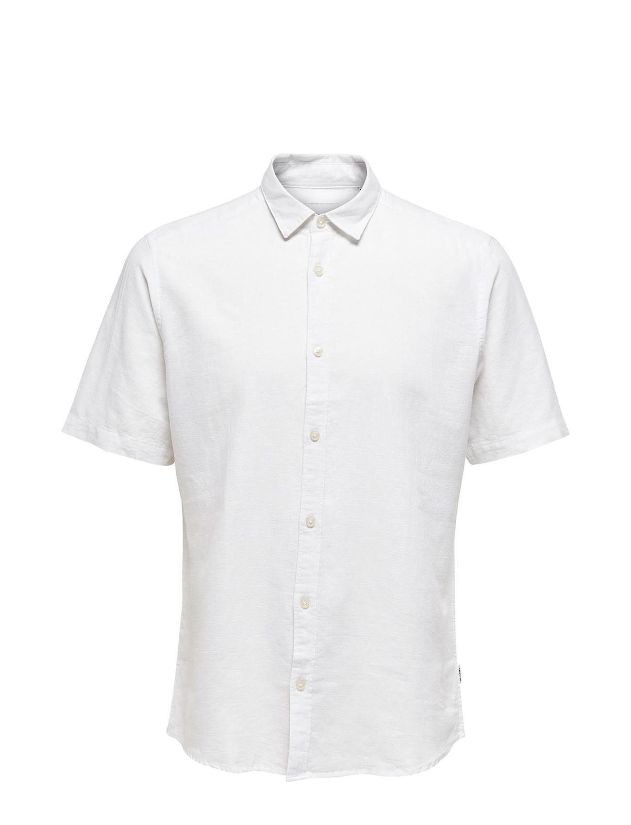 Onscaiden Life Ss Solid Linen Shirt Noos White ONLY & SONS