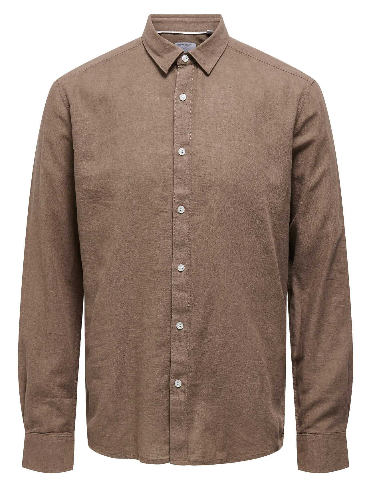 ONLY & SONS Onscaiden Life Ls Solid Linen Shirt Noos Brun