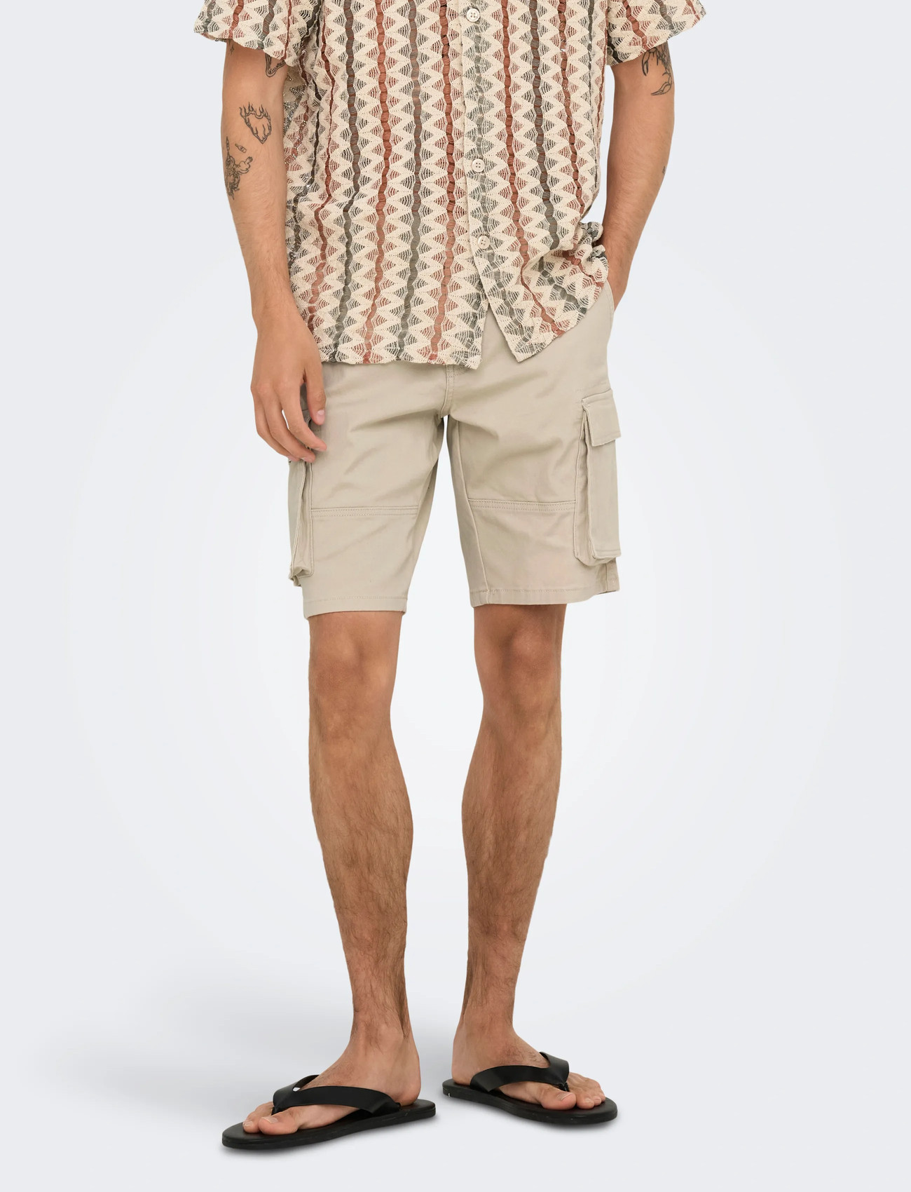 ONLY & SONS Onscam Stage Cargo Shorts 6689 Life Noos, XS, Cream, Shorts > Cargo Shorts, Herre