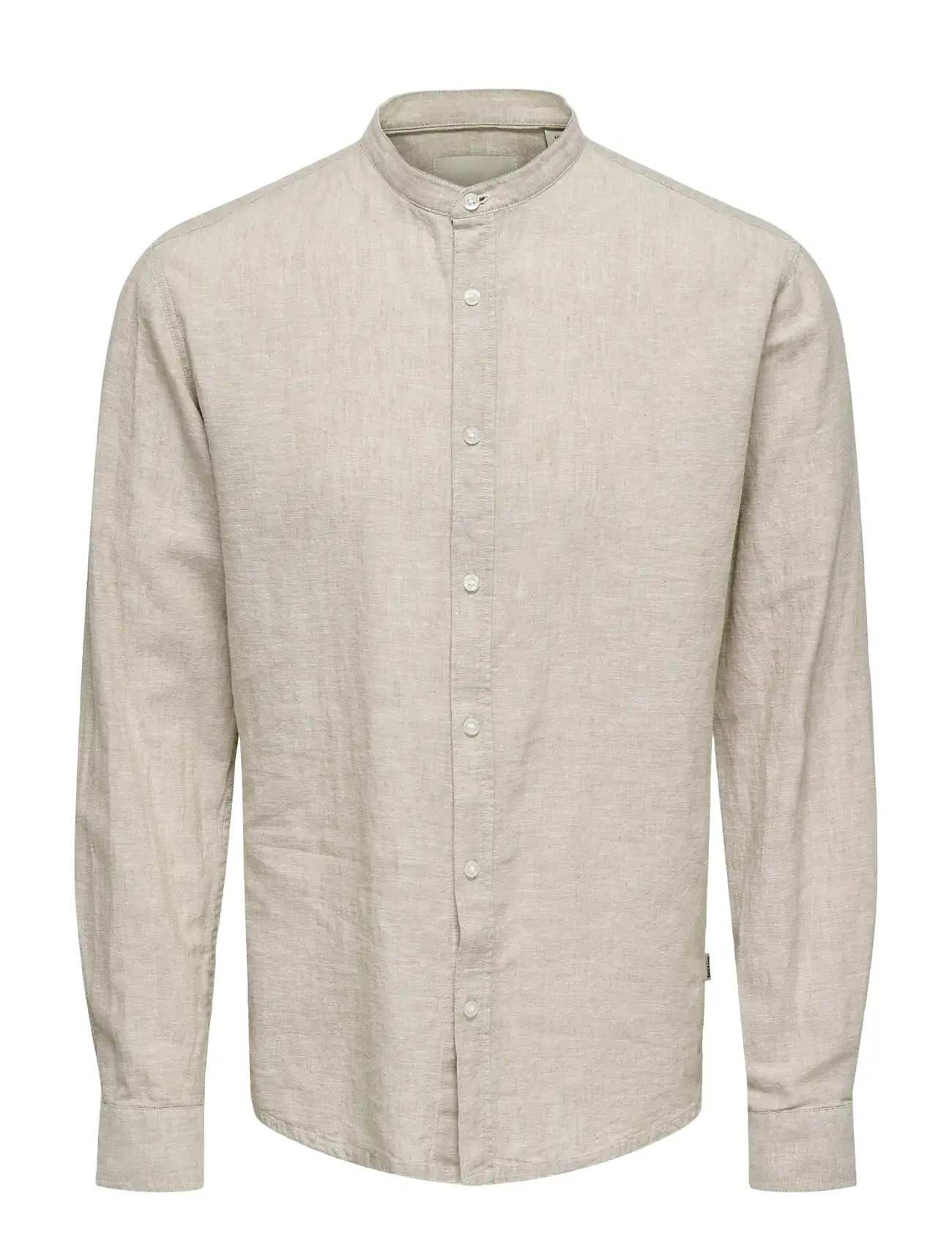 ONLY & SONS Onscaiden Life Ls Linen Blend Mao Noos Grau - XXL - Herren