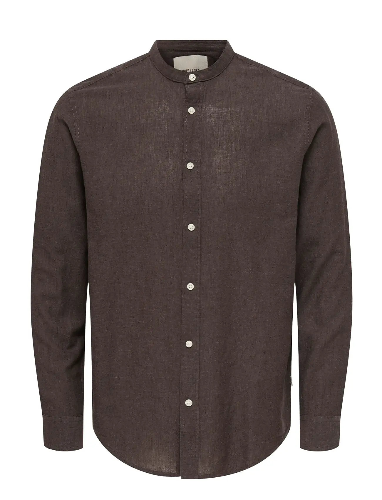 ONLY & SONS Onscaiden Life Ls Linen Blend Mao Noos Braun - XXL - Herren