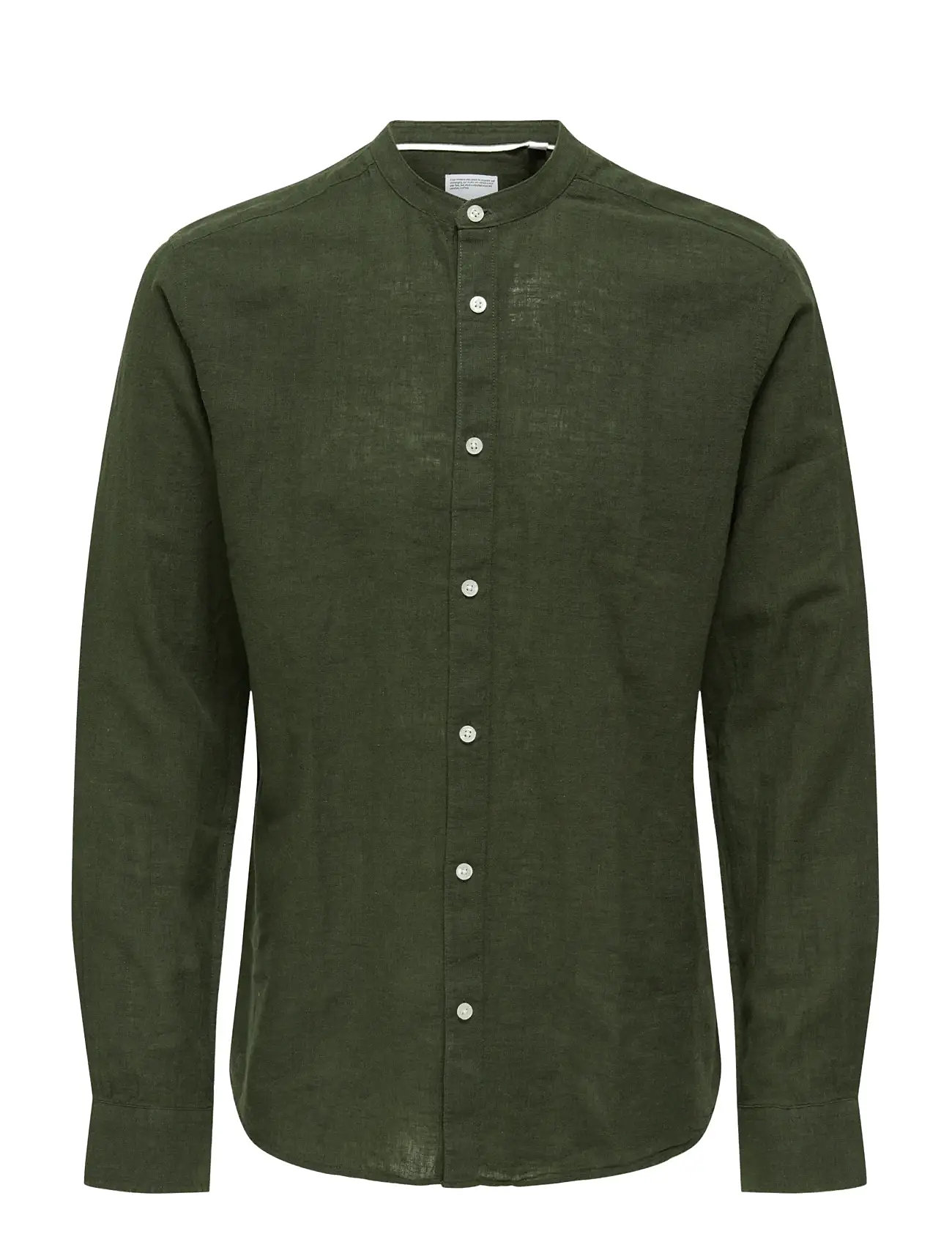 ONLY & SONS Onscaiden Life Ls Linen Blend Mao Noos Khaki - XS - Herren