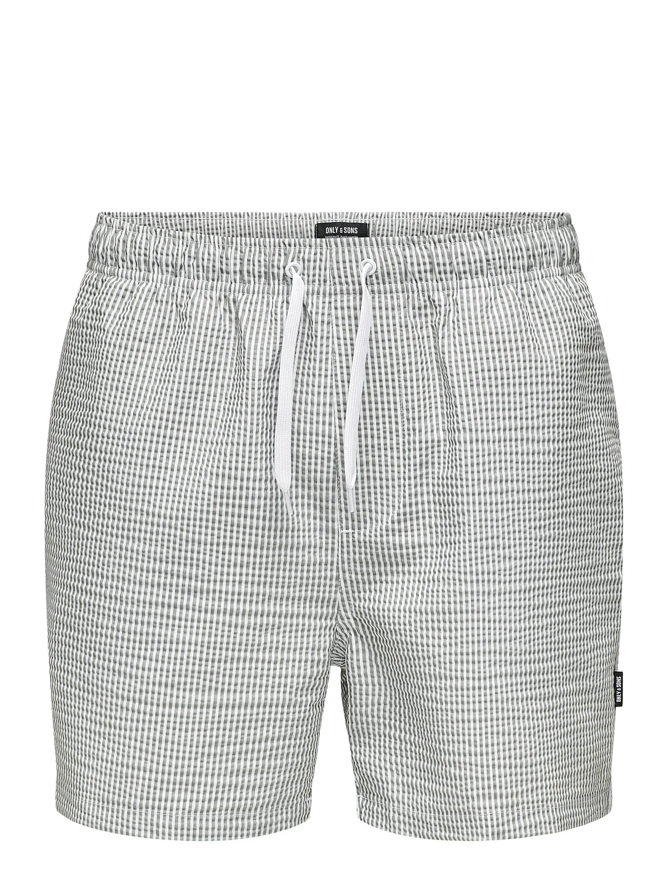 Onsted Stripe Seersucker Swim Noos Grey ONLY & SONS