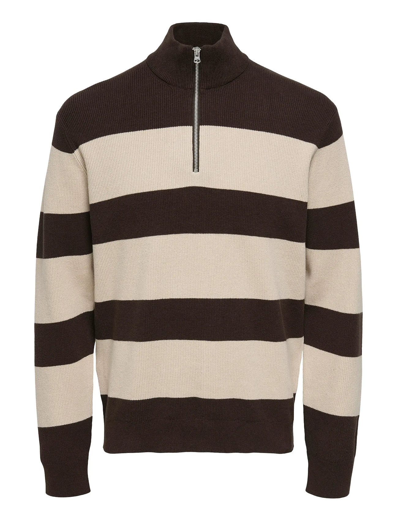 ONLY & SONS Onsphil Reg 12 Struc Half Zip Knit Noos Beige - S - Herren