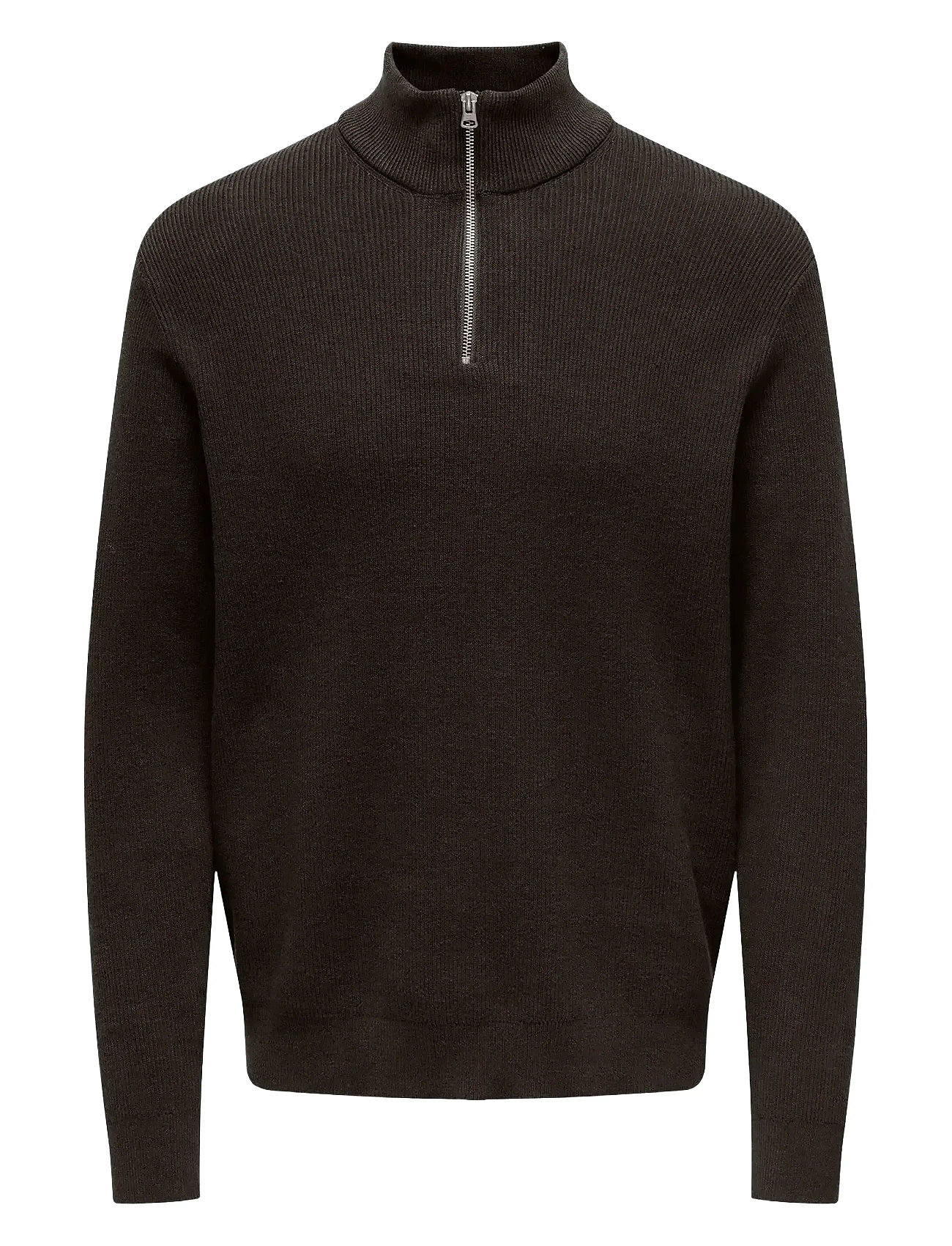 ONLY & SONS Onsphil Reg 12 Struc Half Zip Knit Noos Braun - XXL - Herren