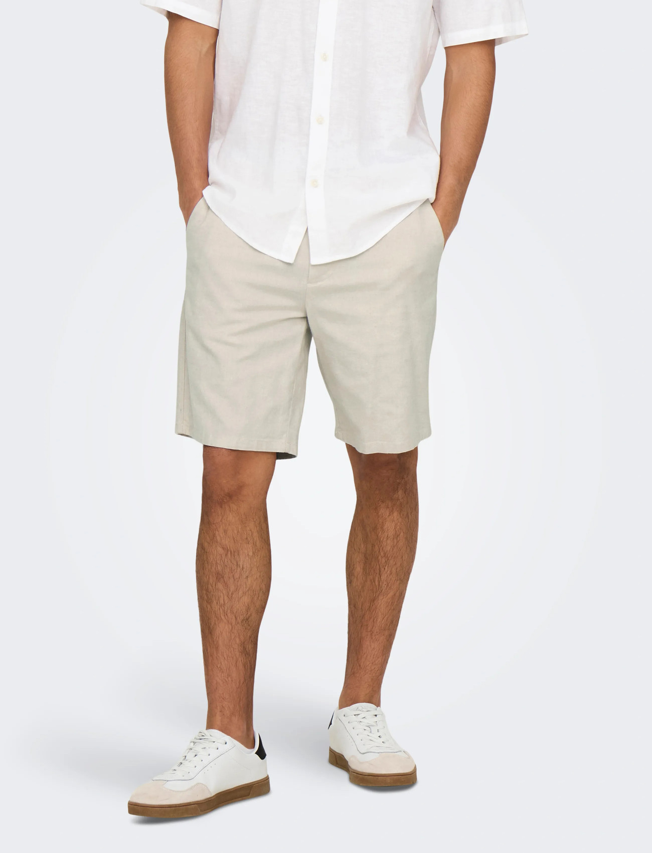 ONLY & SONS Onsmark 0011 Cotton Linen Shorts Noos, XL, Beige, Shorts > Chinoshorts, Herre