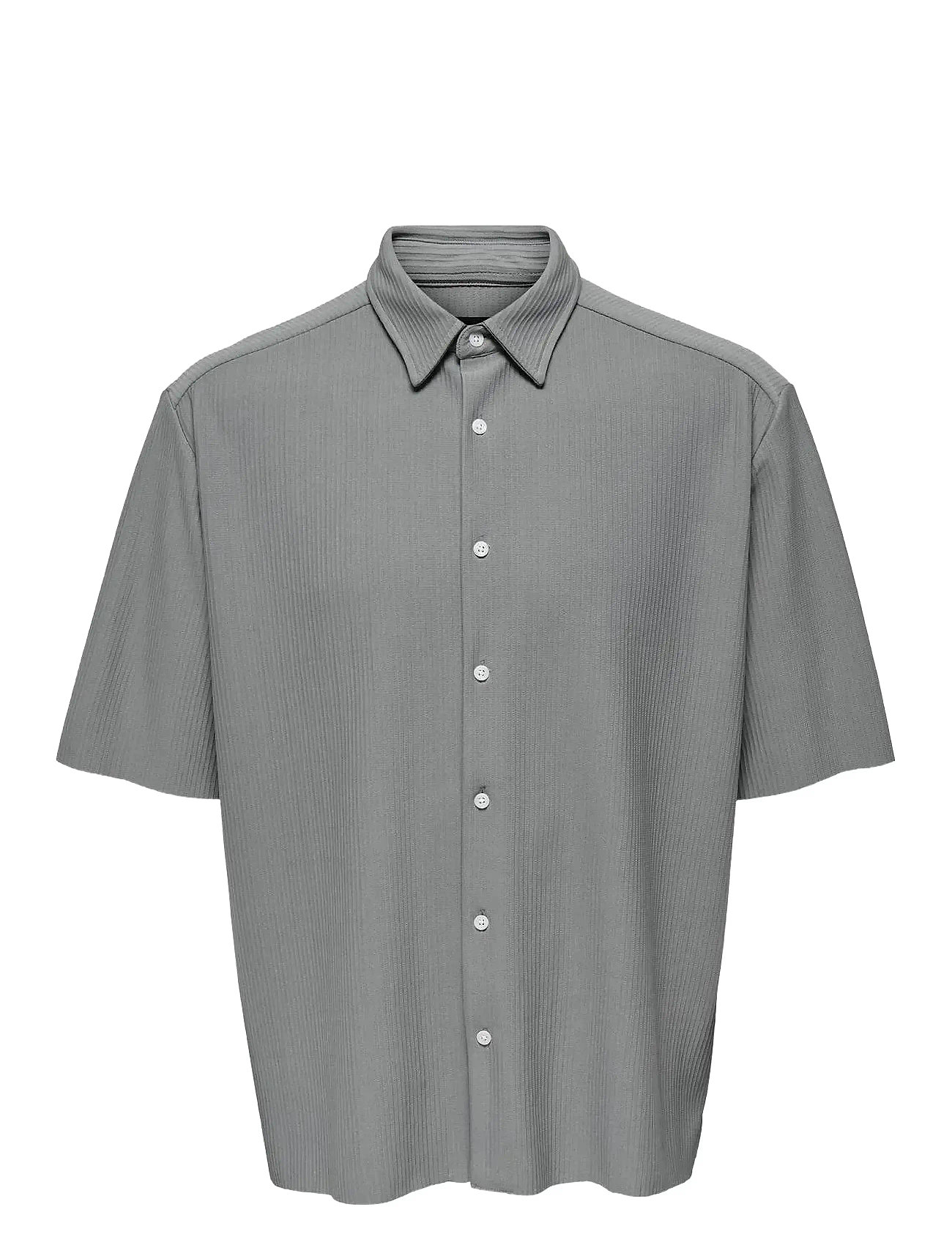 Onsboyy Life Rlx Recy Pleated Ss Shirt Grey ONLY & SONS