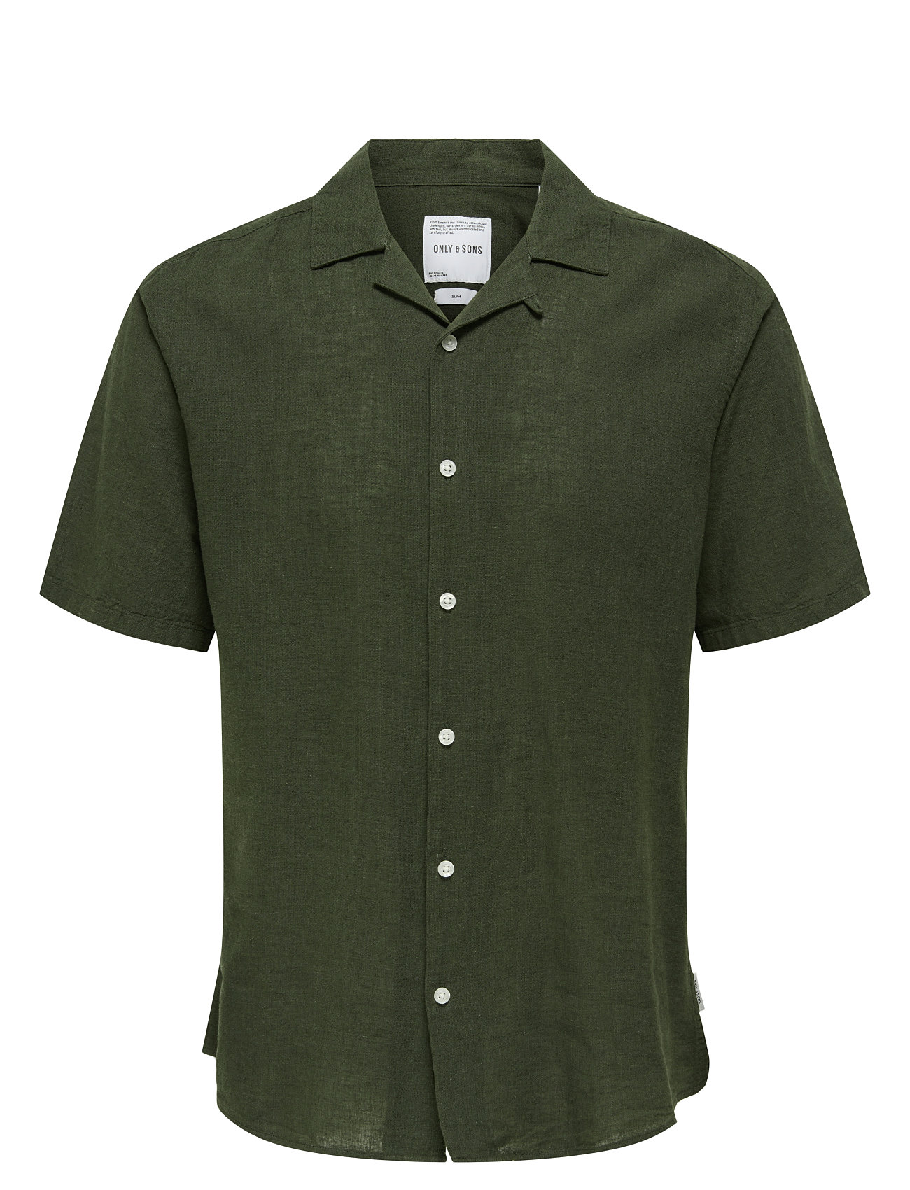ONLY & SONS Onscaiden Ss Solid Resort Linen Noos Khaki - S - Herren