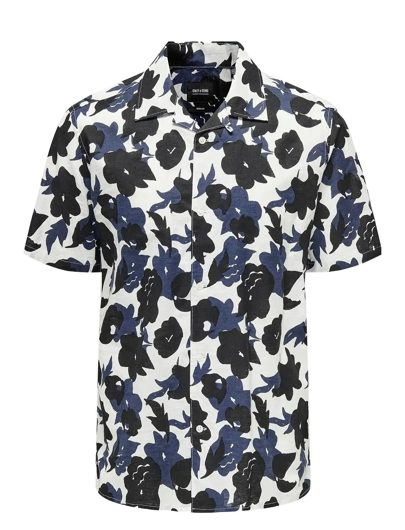 Onstrev Reg Ctn Lin Aop Ss Shirt Noos Navy ONLY & SONS