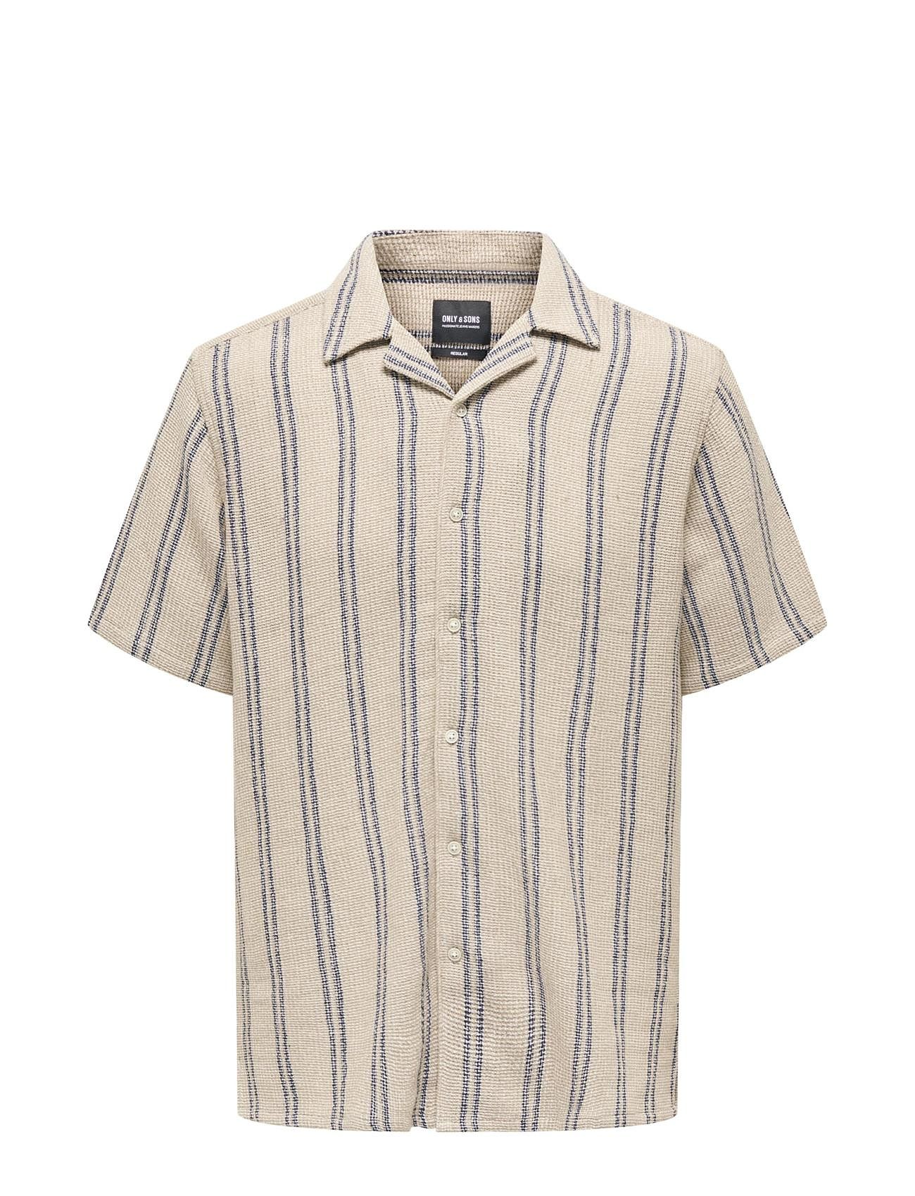 Onstrev Life Reg Stripe Ss Shirt Noos Beige ONLY & SONS