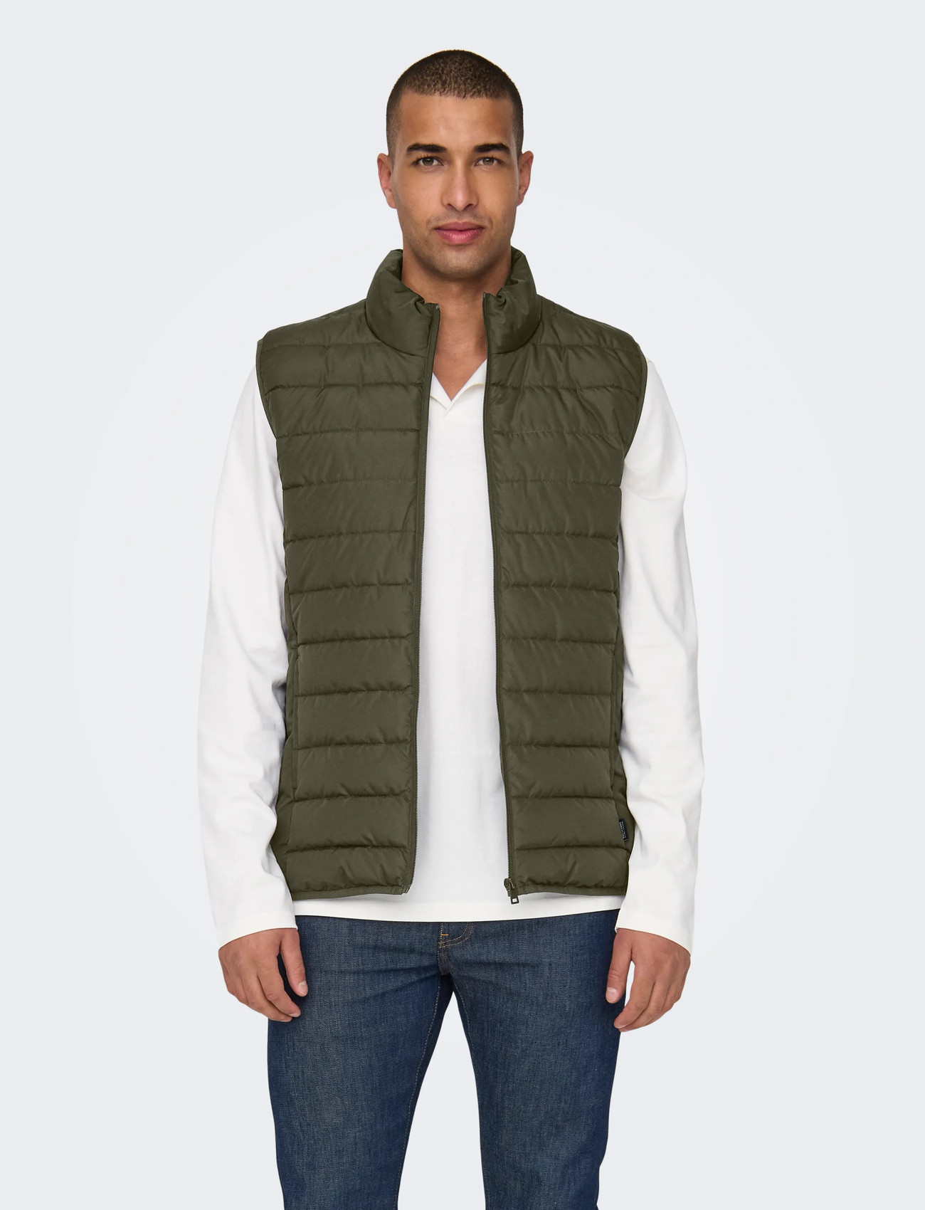 ONLY & SONS Onsbrody Quilt Vest Otw Vd, L, Khaki green, Overtøj > Veste, Herre