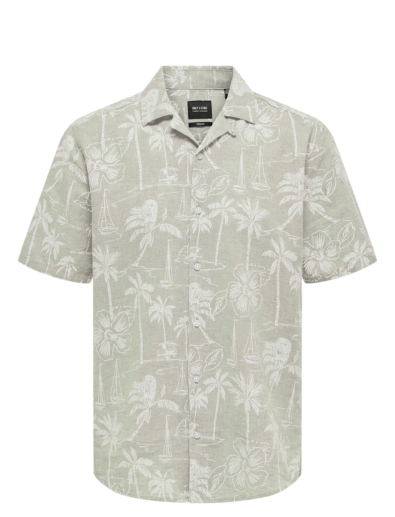 Onscaiden Ss Reg Hawaii Aop Linen Noos Beige ONLY & SONS