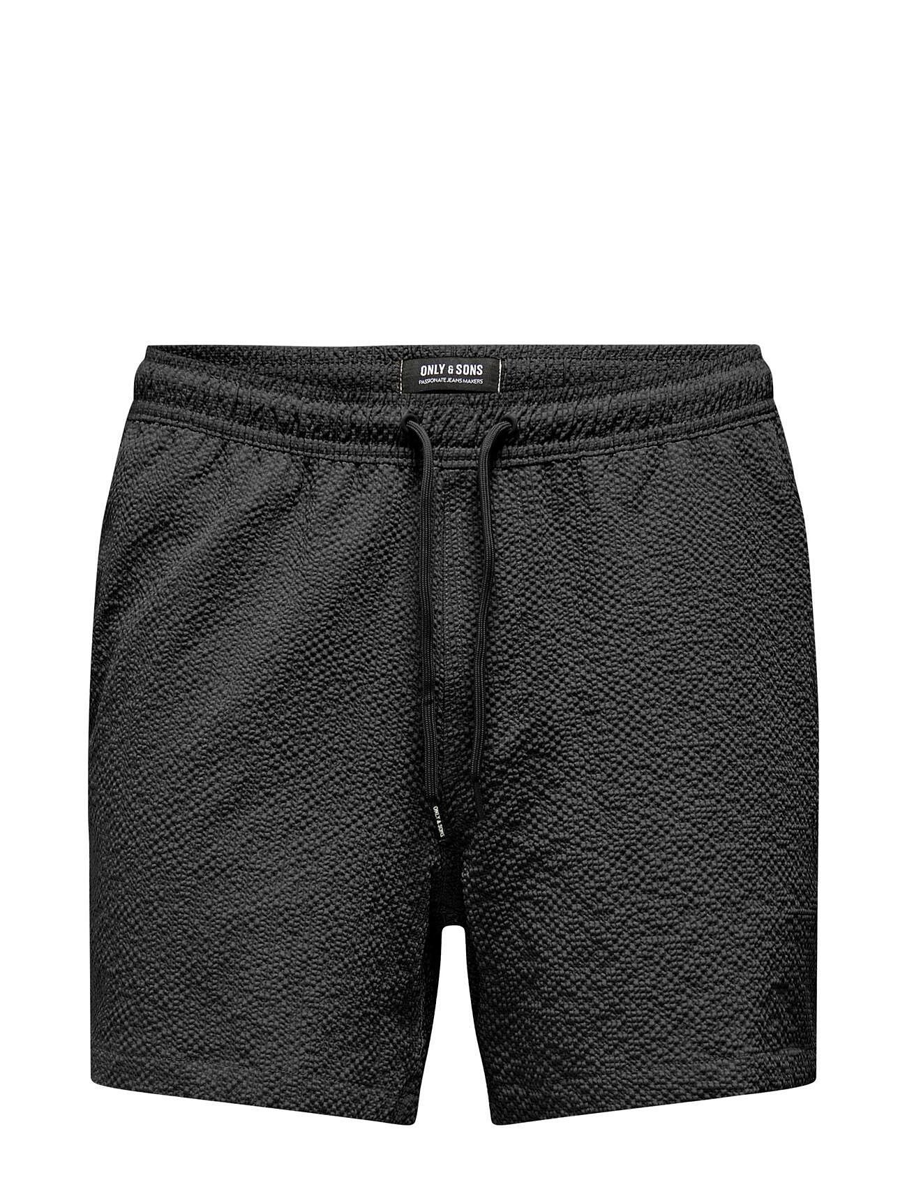Onsted Life Solid Seersucker Swim Noos Badeshorts Black ONLY & SONS