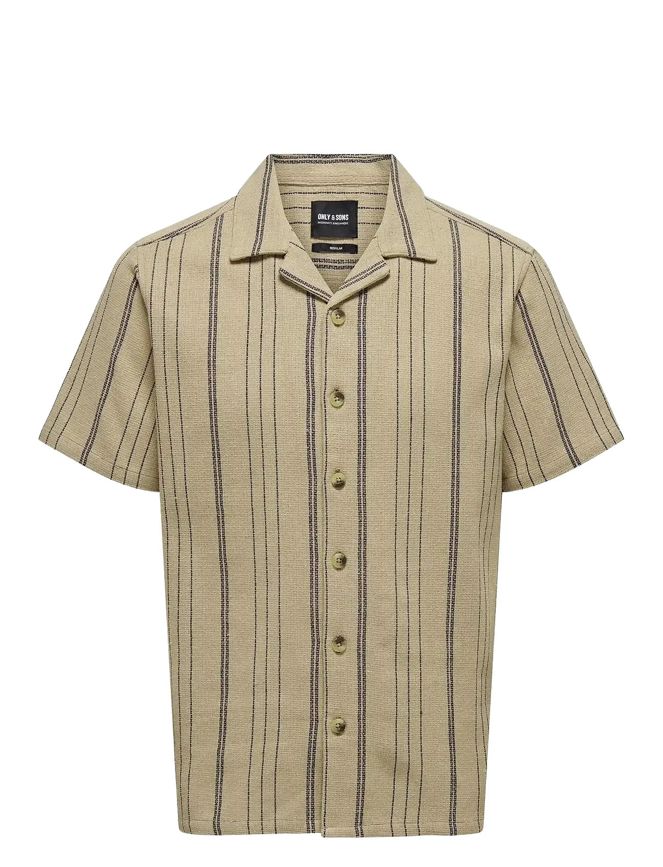 Onstrev Life Reg Ss Struc Stripe Shirt Khaki ONLY & SONS
