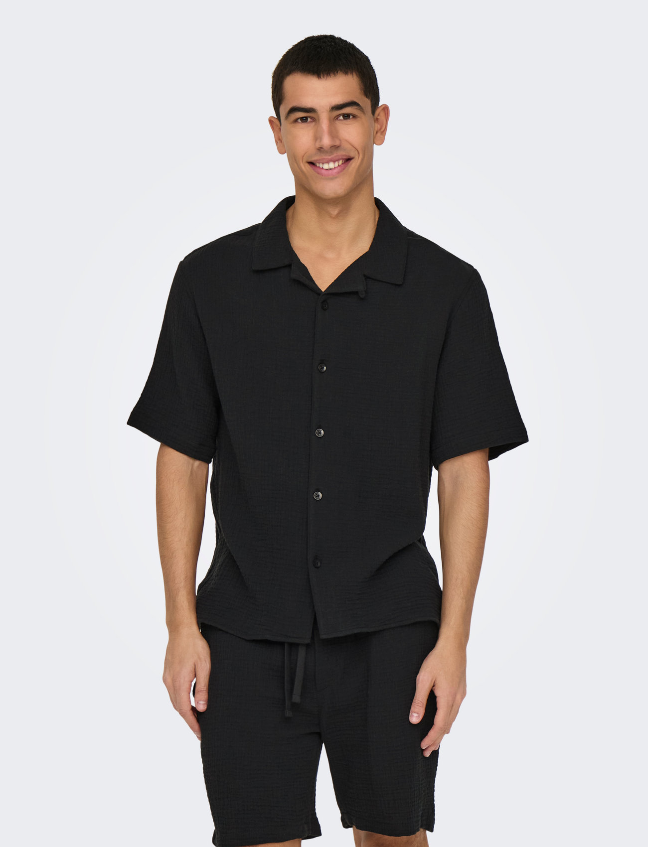 ONLY & SONS Onskyle 0158 Ss Shirt, XXL, Black, Skjorter > Kortærmede, Herre
