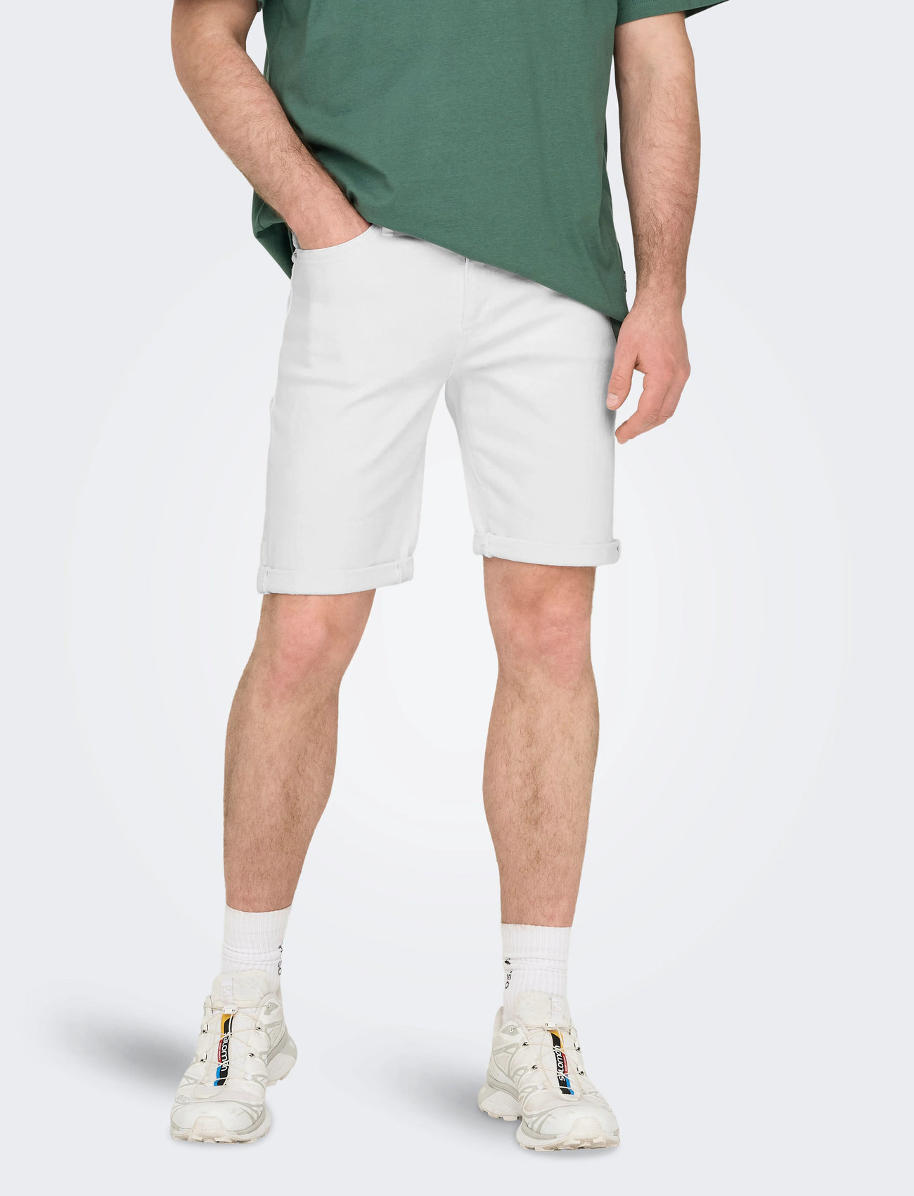 ONLY & SONS Onsply White 9297 Azg Dnm Shorts, XXL, White, Shorts > Denim, Herre