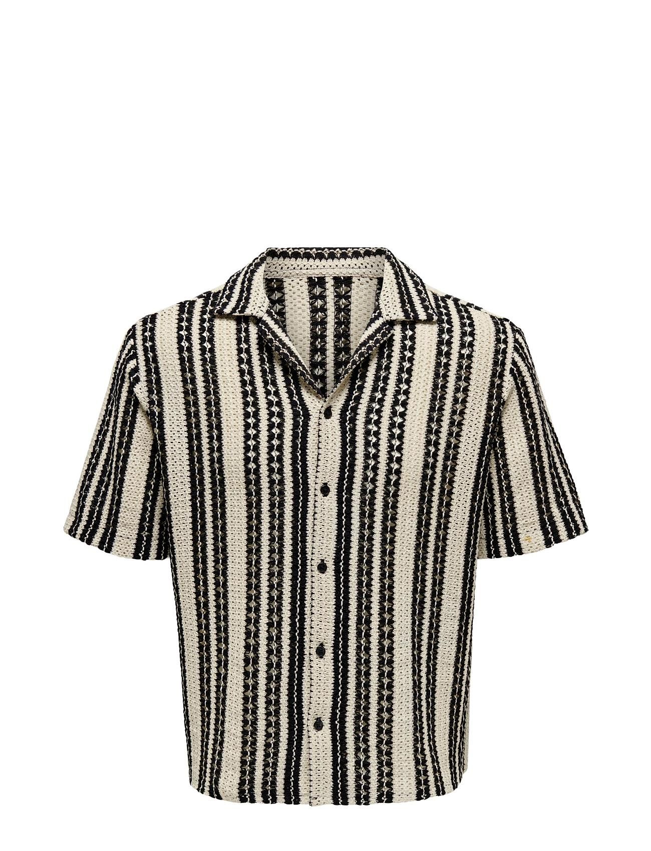 ONLY & SONS Onsdani Crochet Ss Shirt Noos Cream - XS - Herren