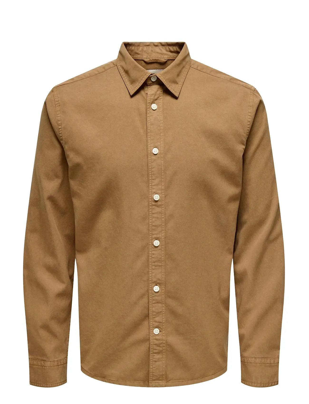 ONLY & SONS Onsotto Reg Peach Finish Ls Shirt Braun - XL - Herren