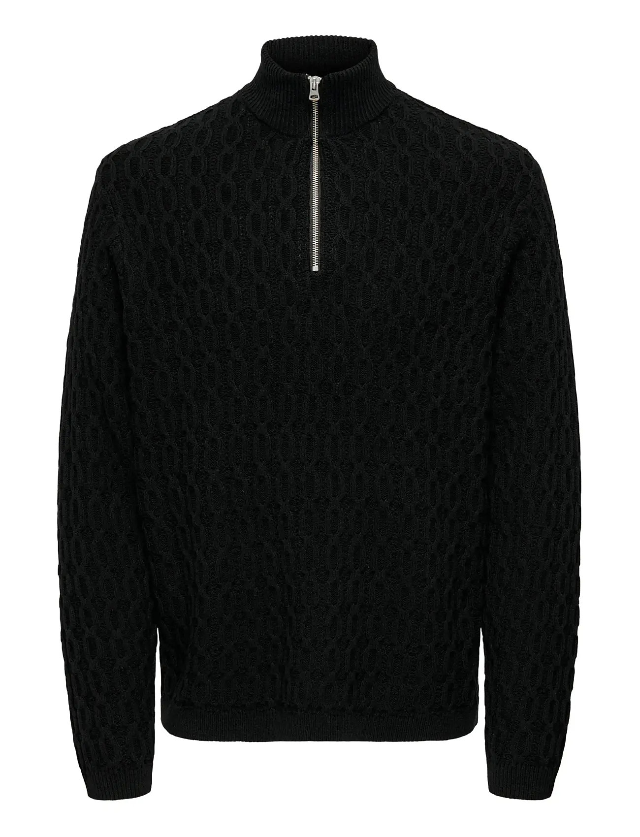 ONLY & SONS Onsleonard Life Reg 7 Half Zip Knit Cs Schwarz - L - Herren