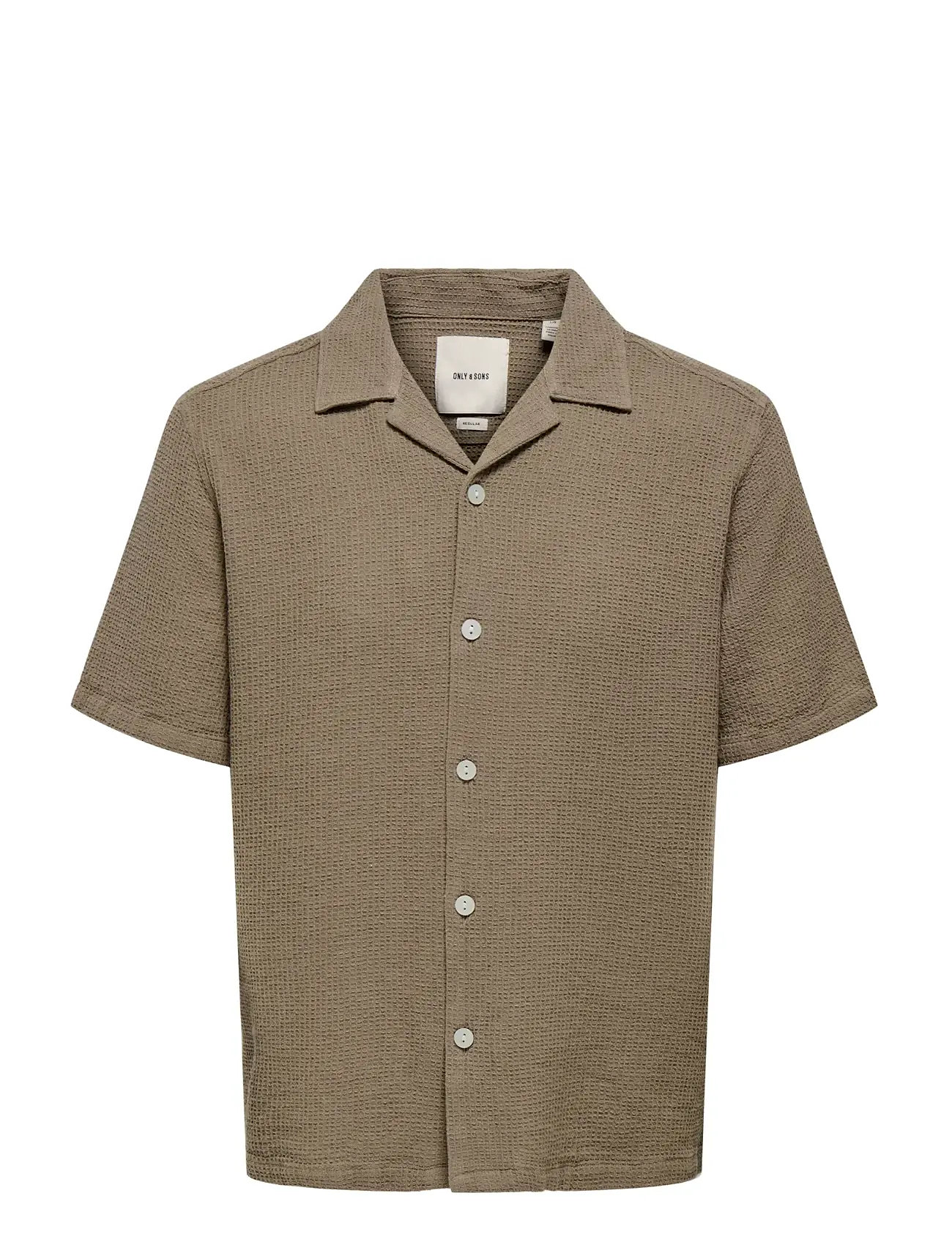 ONLY & SONS Onsbertil Waffle Ss Resort Shirt Braun - M - Herren