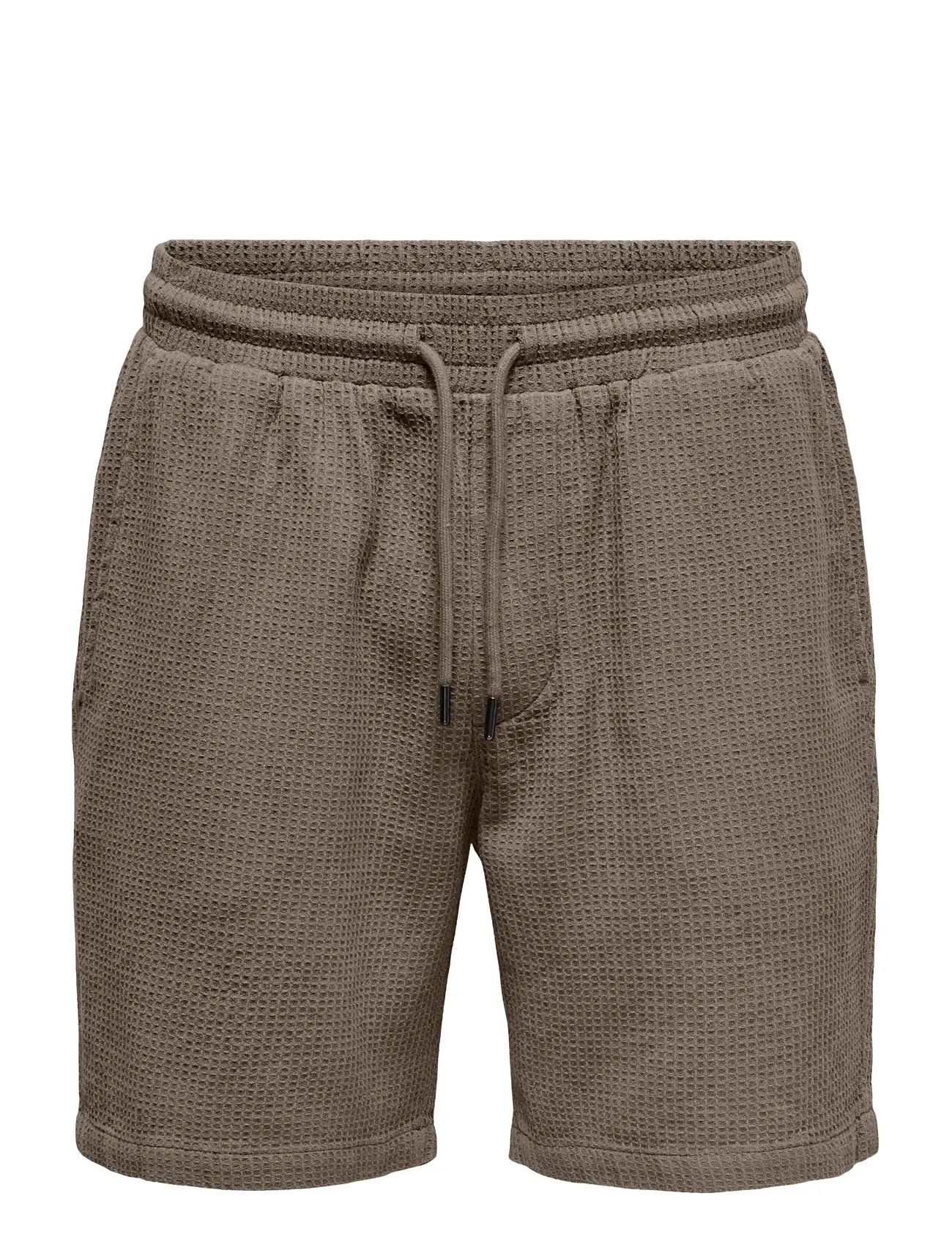 ONLY & SONS Onsbertil Waffle Shorts Braun - M - Herren