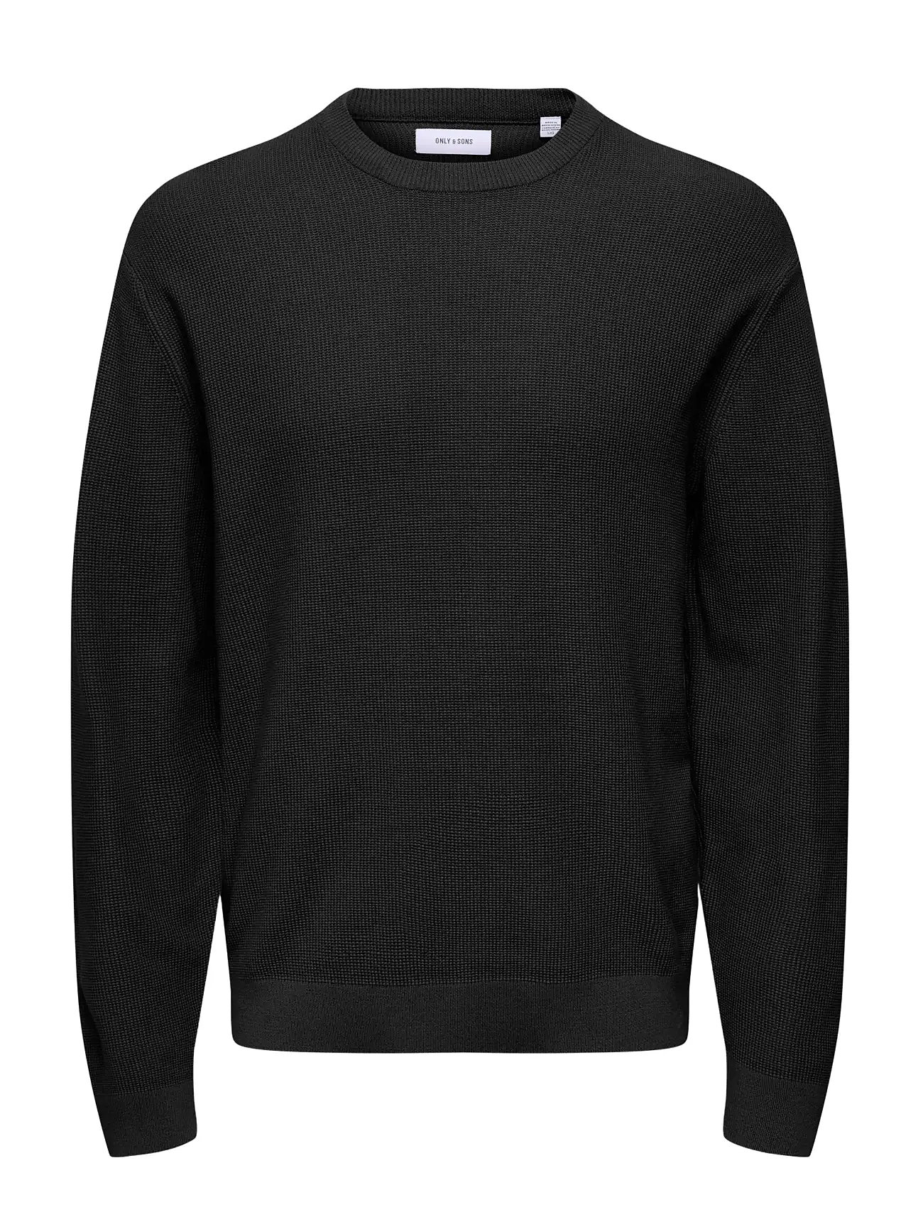 ONLY & SONS Onstony Rlx 12 Ls Waffle Crew Knit Noos Schwarz - XL - Herren
