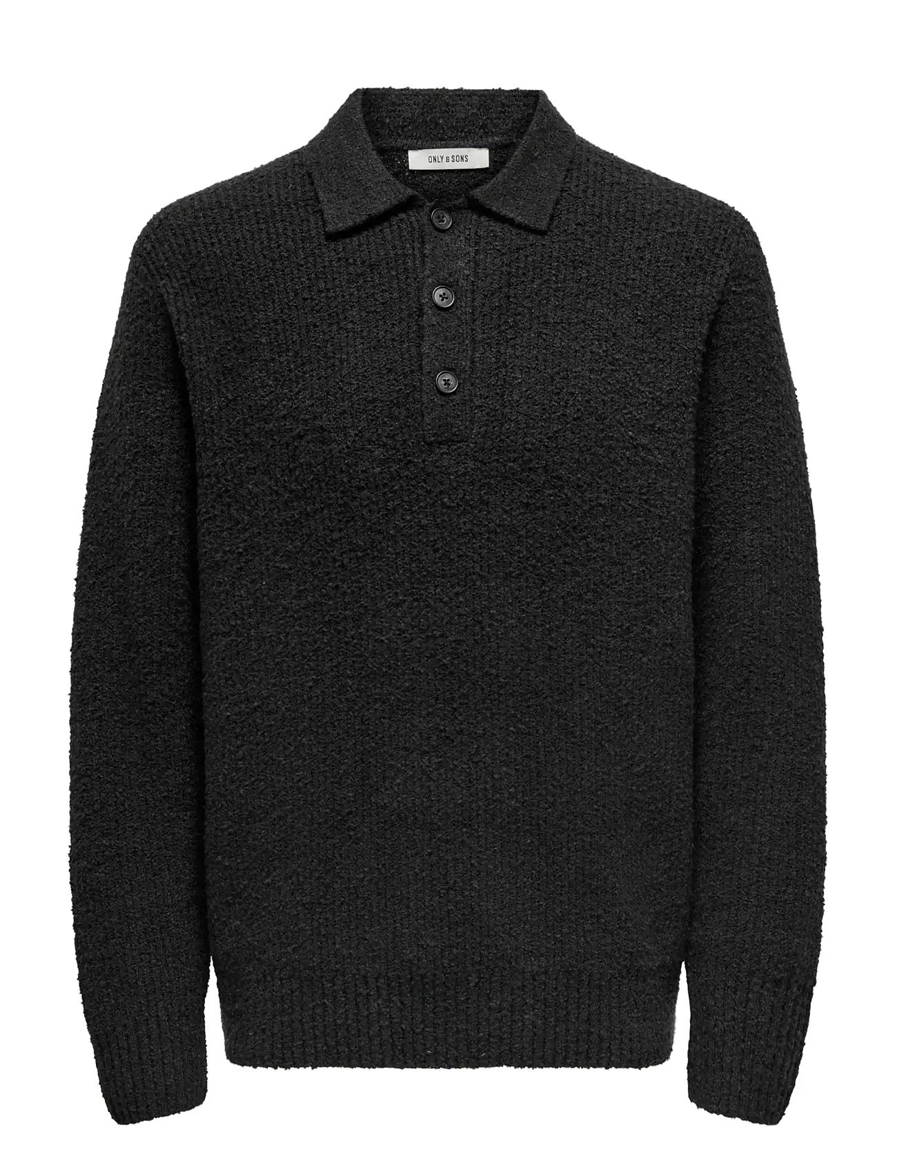 ONLY & SONS Onsdale Rlx Ls Polo Knit Noos Schwarz - XS - Herren