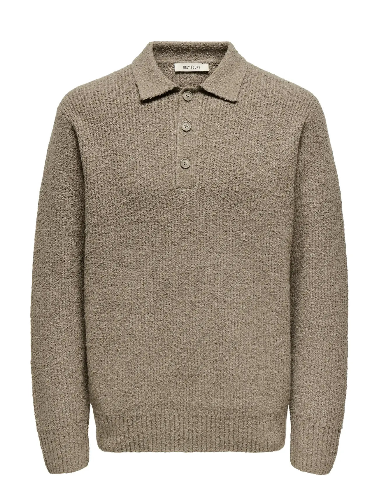 ONLY & SONS Onsdale Rlx Ls Polo Knit Noos Beige - M - Herren
