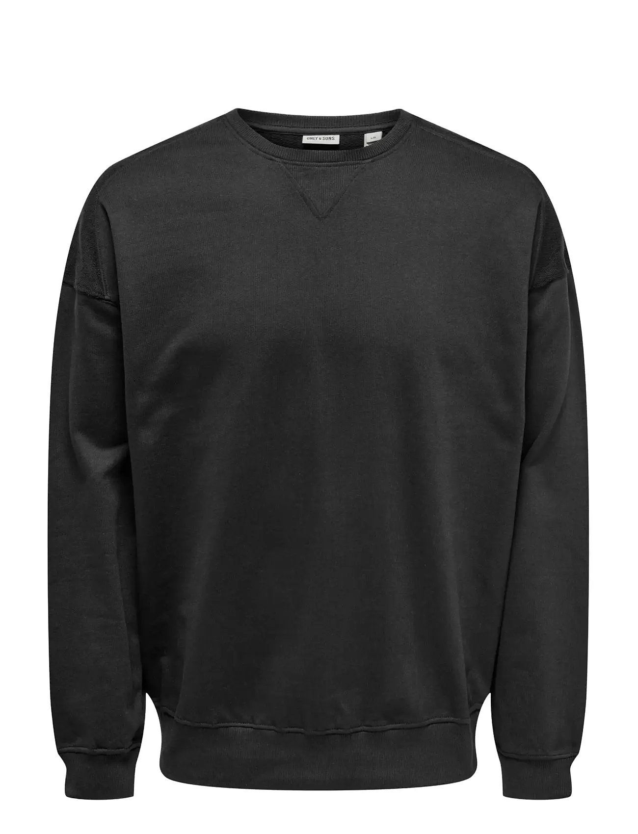 ONLY & SONS Onsevans Vtg Ls Crew Tonal Block Schwarz - M - Herren