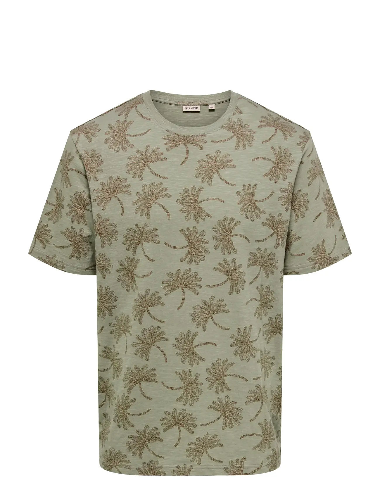ONLY & SONS Onsmaldini Aop Reg. Ss Aop Tee, S, Khaki green, T-Shirts > Kortærmede, Herre