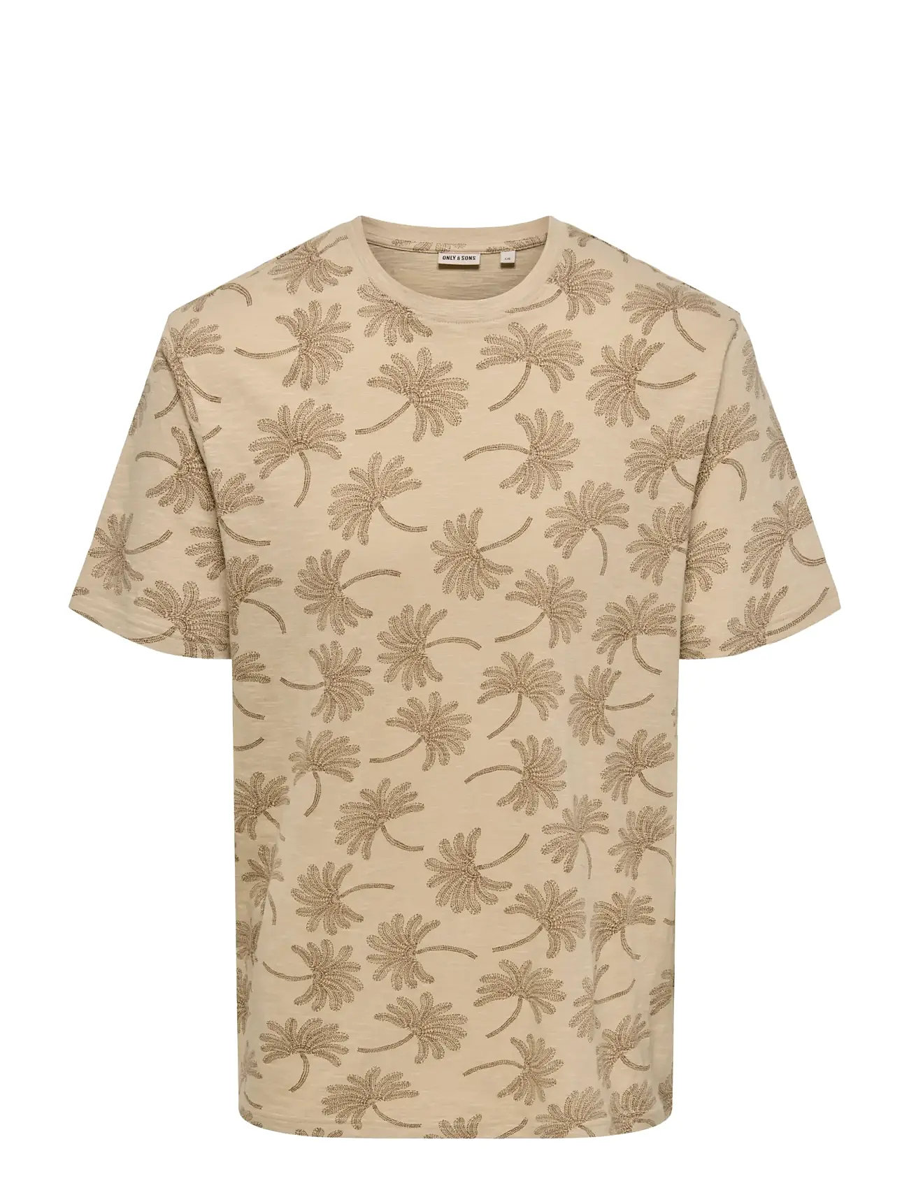 ONLY & SONS Onsmaldini Aop Reg. Ss Aop Tee, L, Beige, T-Shirts > Kortærmede, Herre
