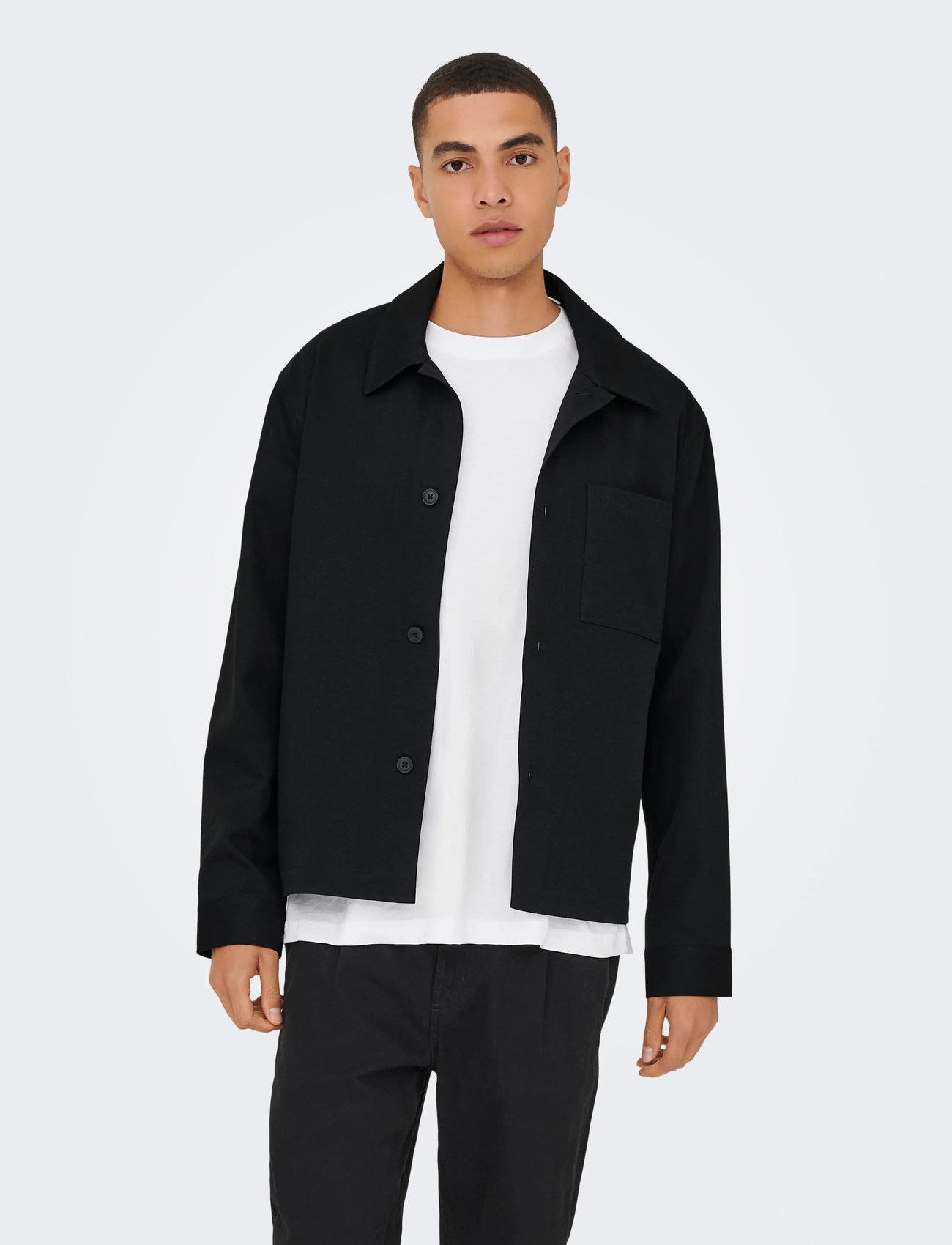 ONLY & SONS Onsmiro Tailored Reg 0346 Overshirt Frml, S, Black, Overdele - Overshirts, Herre
