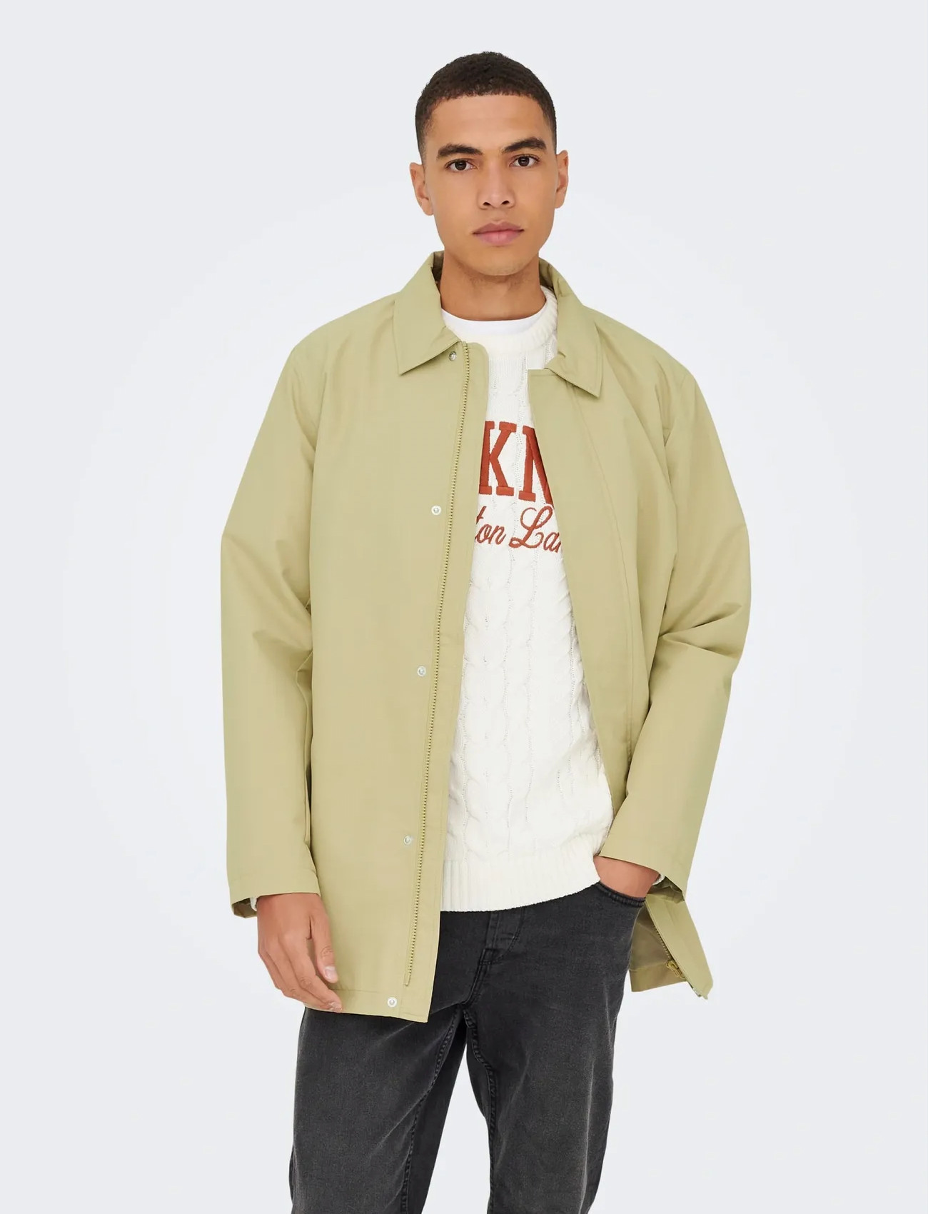 ONLY & SONS Onshall Coat Otw, XL, Beige, Frakker > Trenchcoats, Herre
