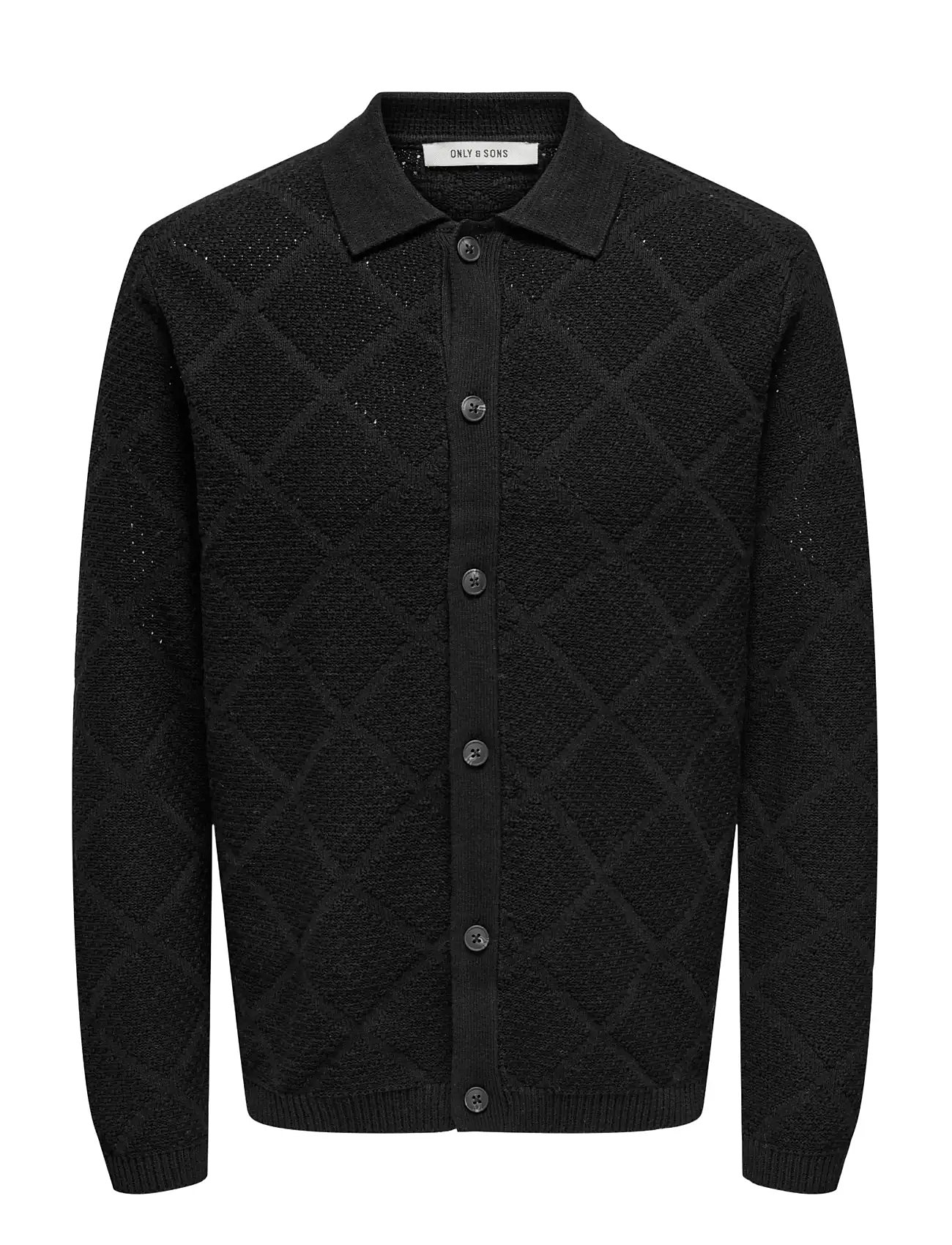 ONLY & SONS Onsmap Life Reg Cardigan Knit Schwarz - M - Herren