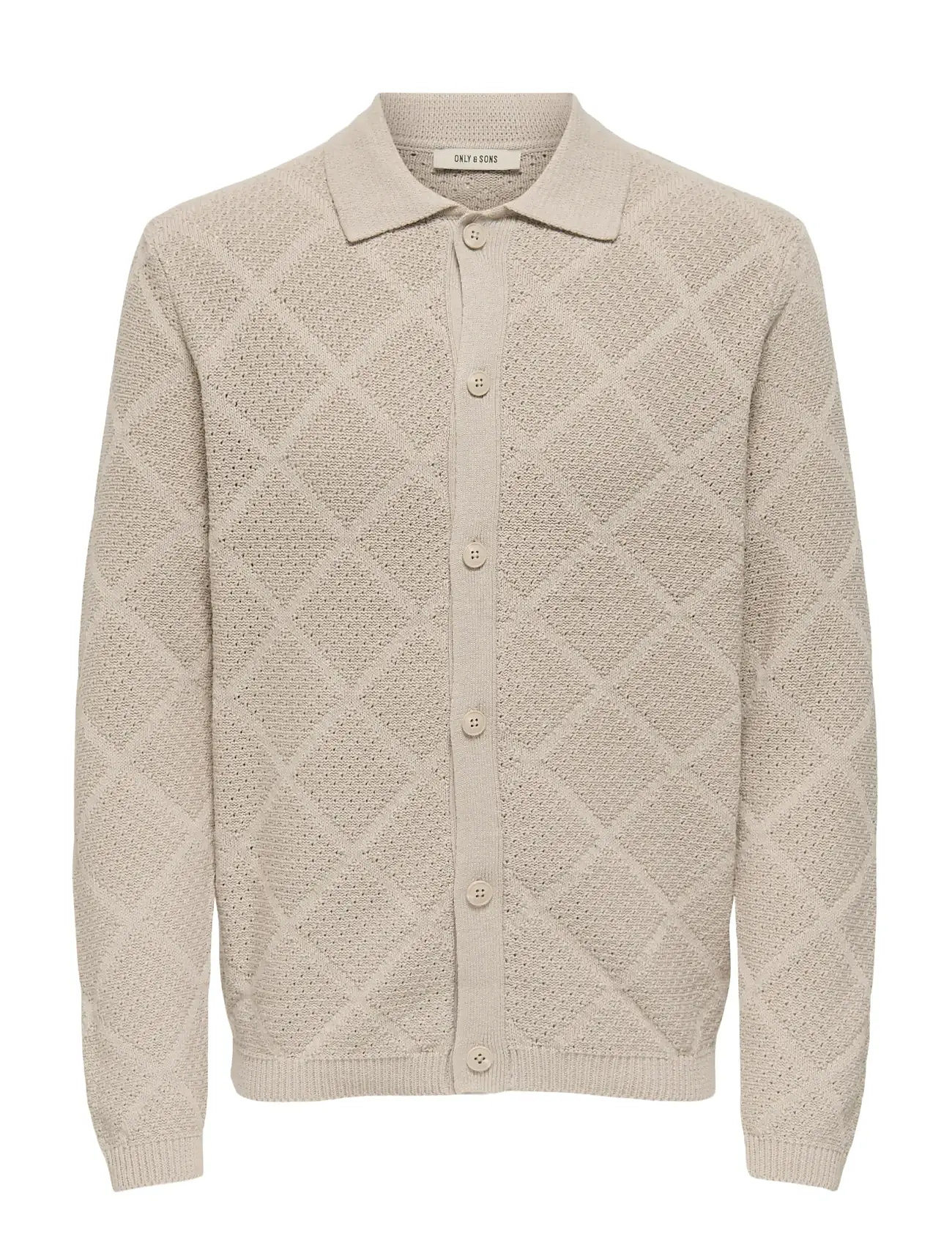 ONLY & SONS Onsmap Life Reg Cardigan Knit Cream - L - Herren