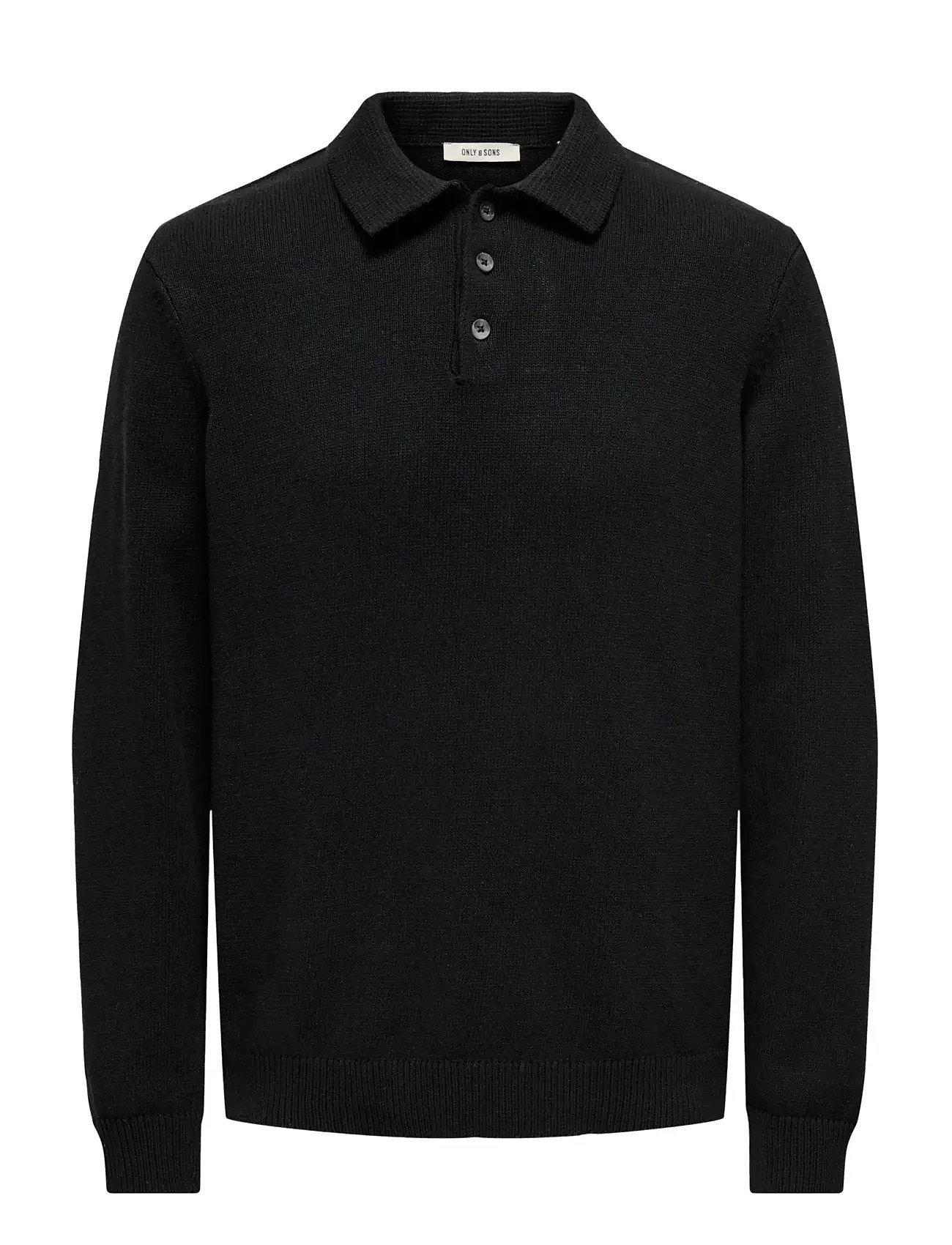 ONLY & SONS Onshope Rlx Ls Polo Knit Life Schwarz - M - Herren