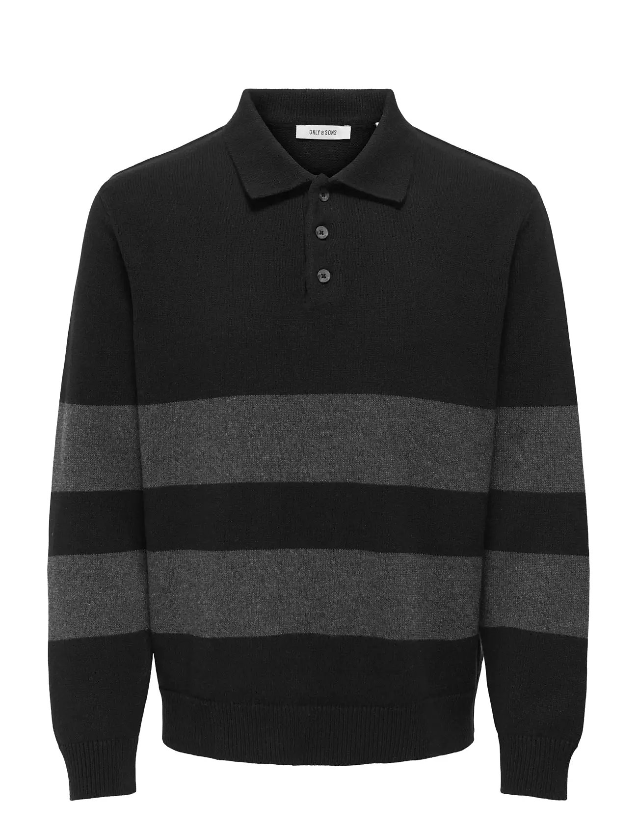 ONLY & SONS Onshope Rlx Ls Polo Knit Life Schwarz - M - Herren
