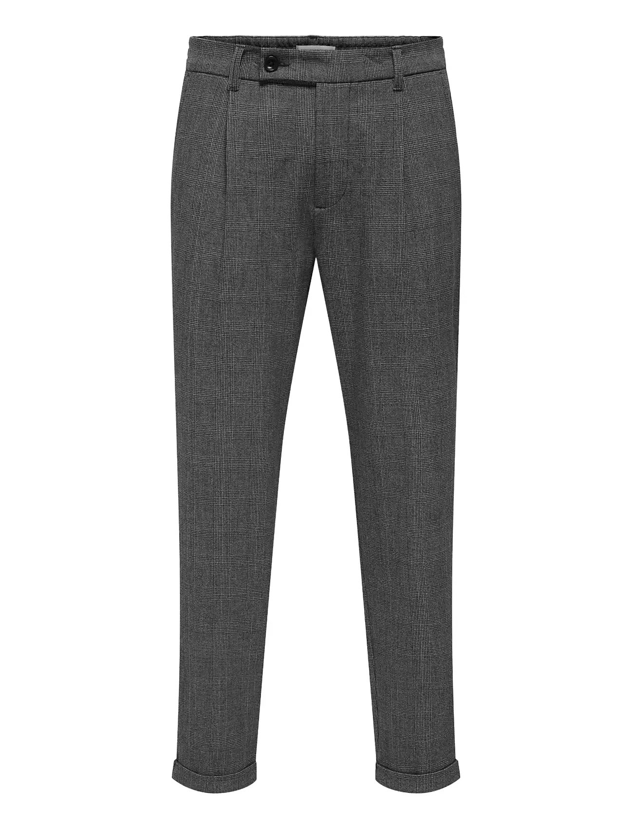 ONLY & SONS Onslou Kaleb Slim Taper Check 0365 Hose Grau - M - Herren