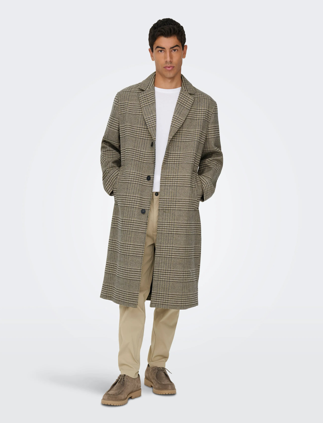 ONLY & SONS Onsolaf Wool Jacket Otw, L, Beige, Frakker > Uldfrakker, Herre