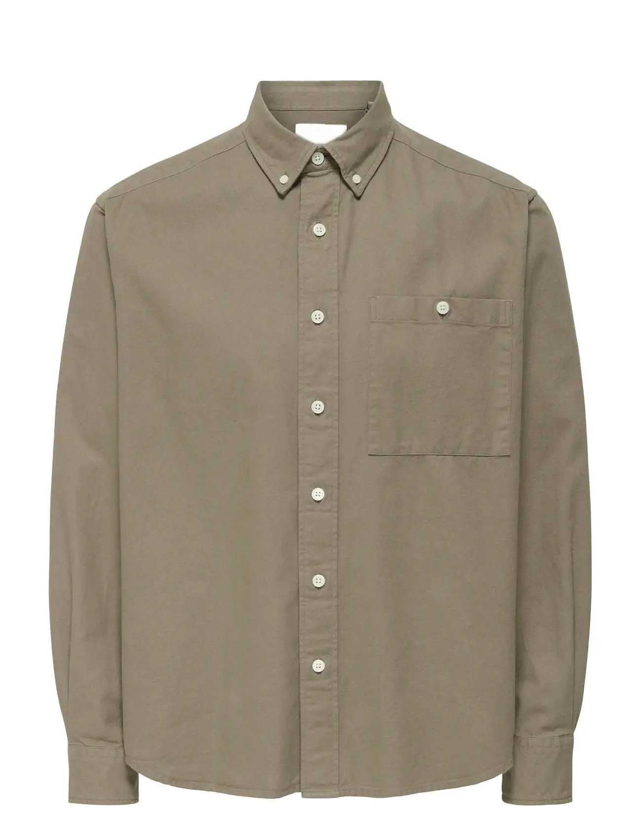 ONLY & SONS Onslennart Loose Oxford Shirt 0382, L, Khaki green, Shirts > Oxford Shirt, Herre