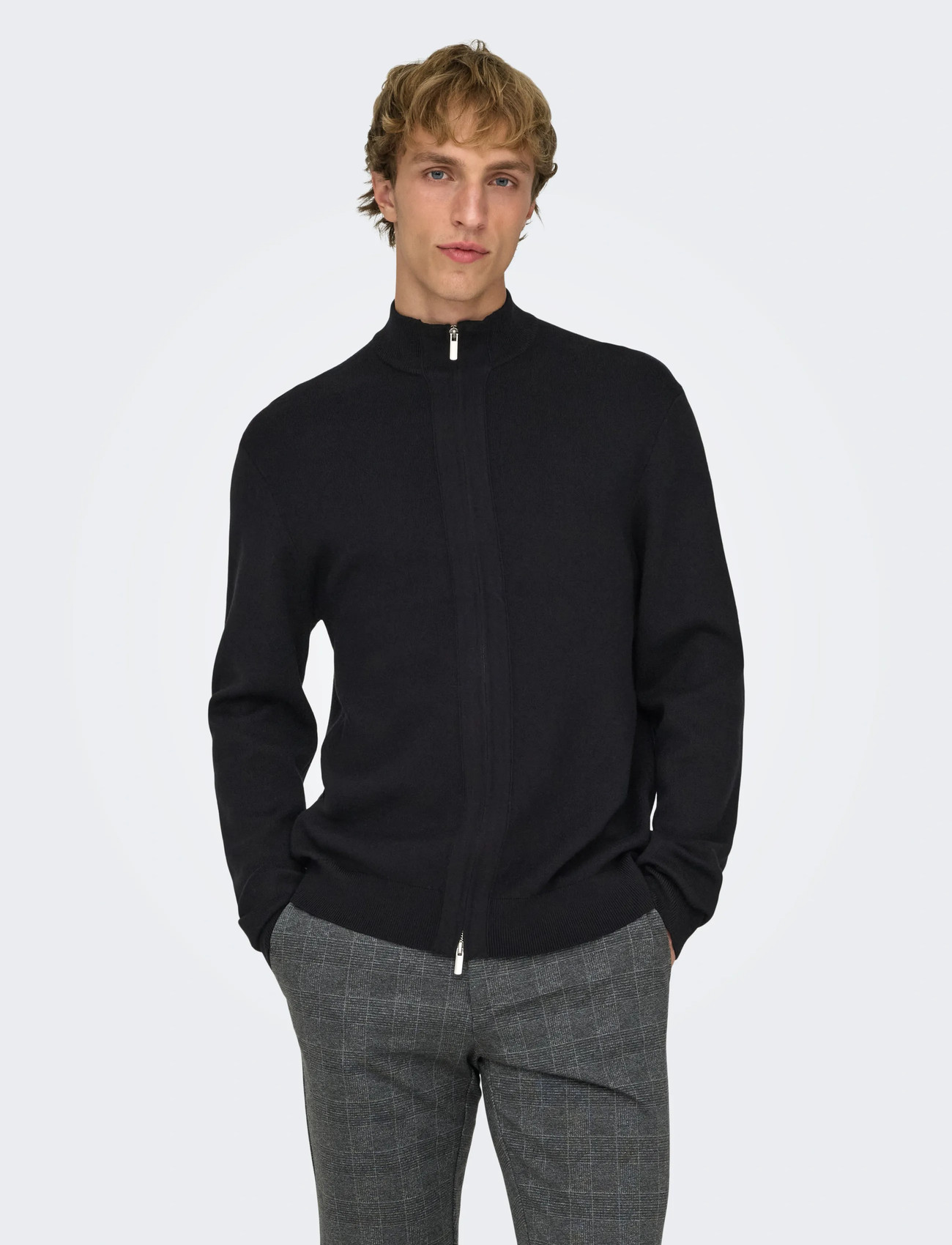 ONLY & SONS Onscooper Reg Ls 12 Cardigan Knit Frml, M, Black, Strik > Cardigans, Herre