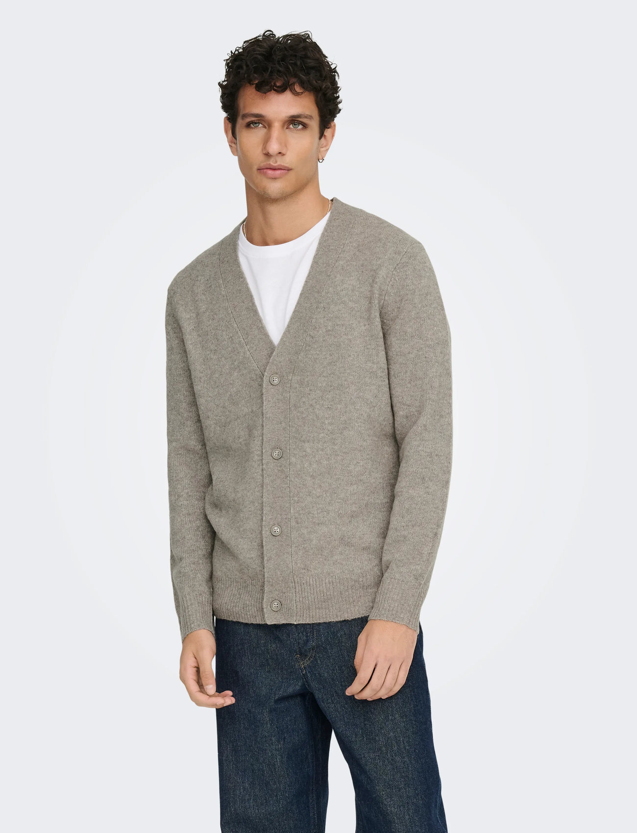 ONLY & SONS Onsray Reg Ls Cardigan Knit Frml, XXL, Beige, Strik > Cardigans, Herre