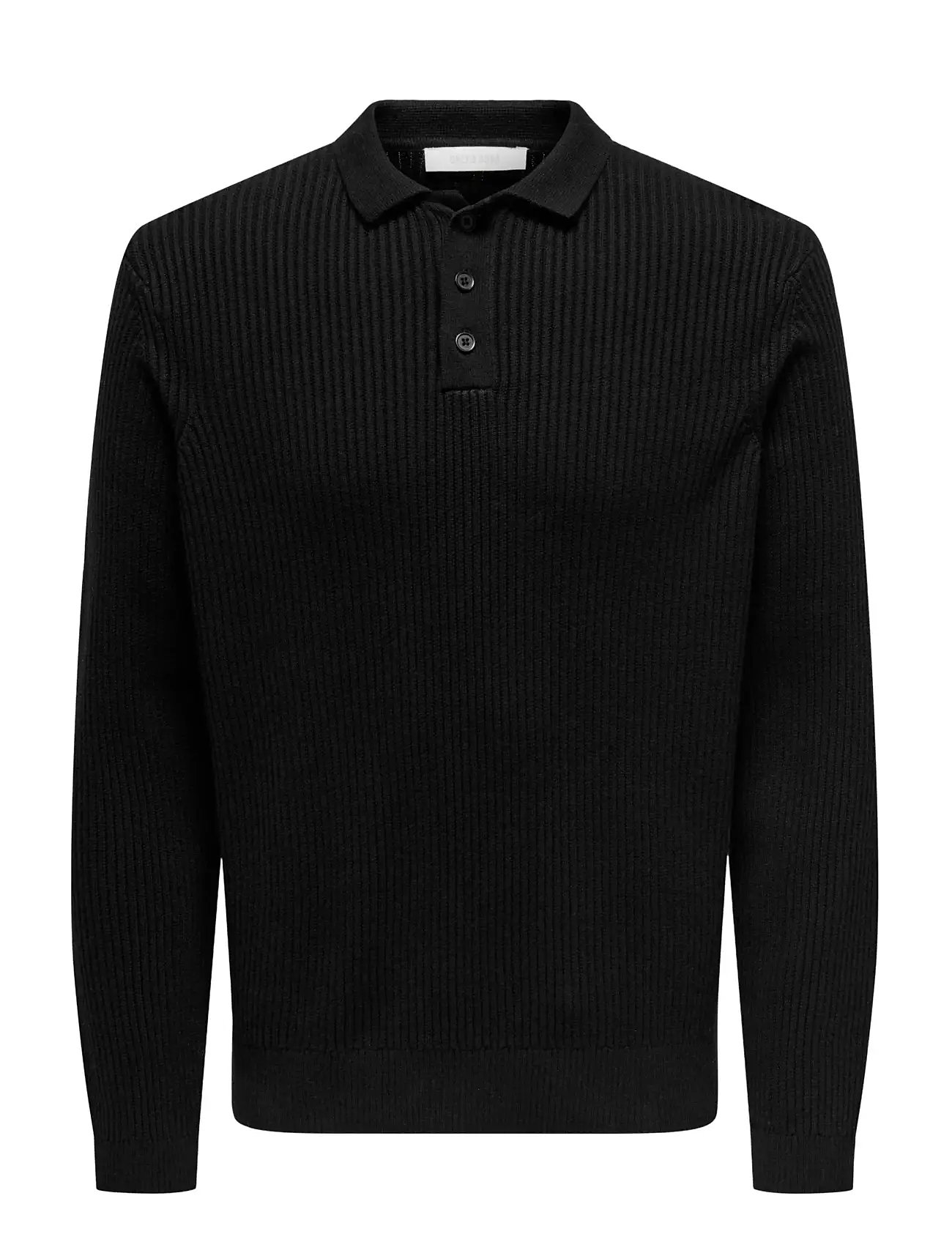ONLY & SONS Onslaw Reg Ls Polo Knit Frml Schwarz - XXL - Herren