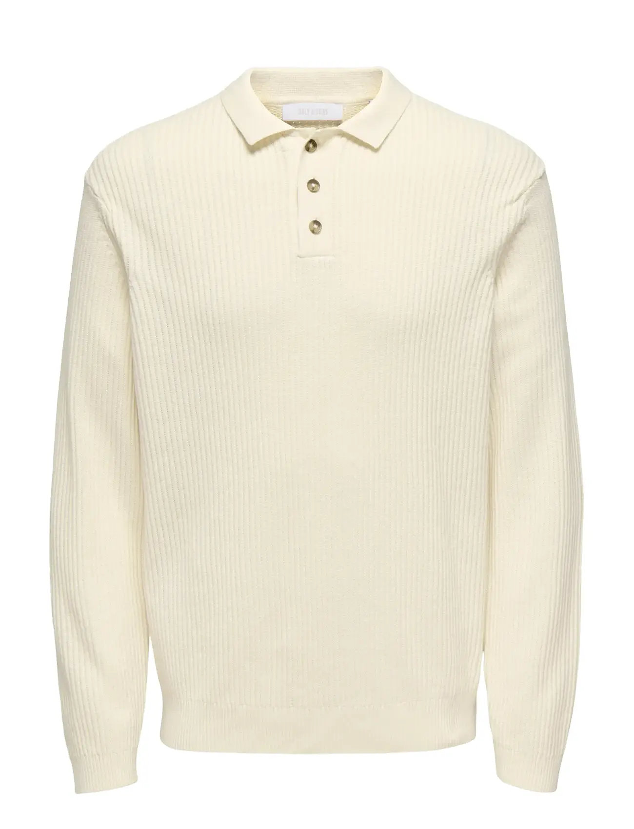 ONLY & SONS Onslaw Reg Ls Polo Knit Frml Cream - XL - Herren