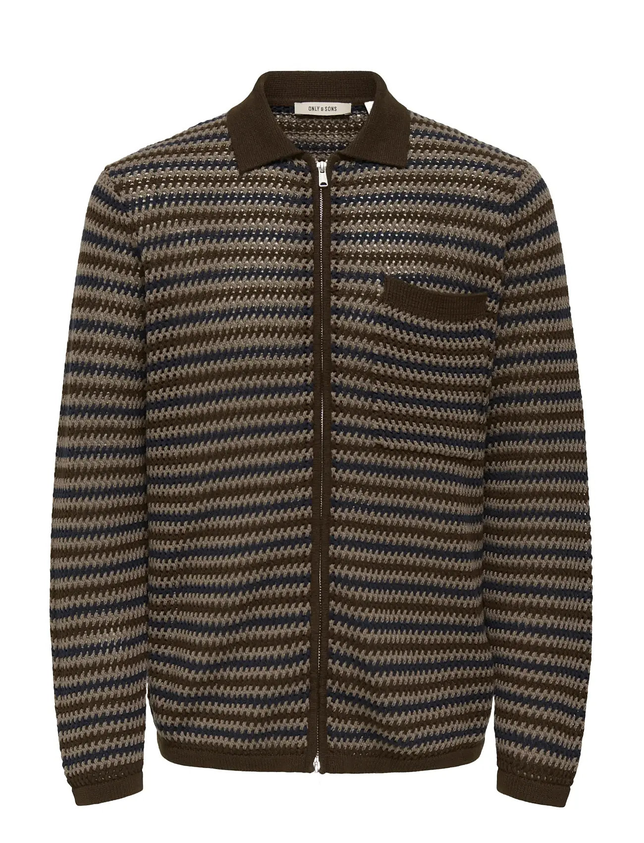 ONLY & SONS Onsweek Rlx 5 Ls Shirt Knit Braun - XL - Herren