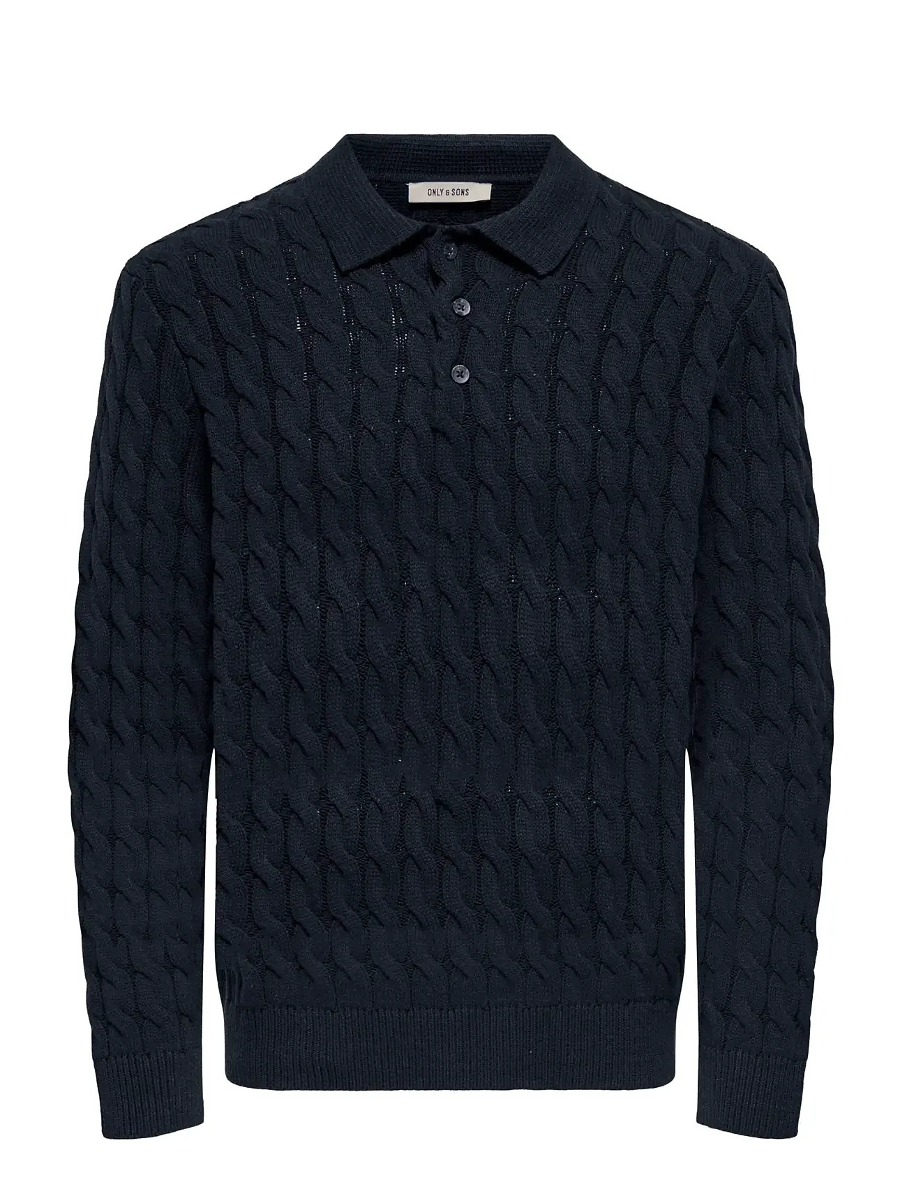 ONLY & SONS Onskicker Life Rlx Ls Cabel Polo Knit Navy - S - Herren