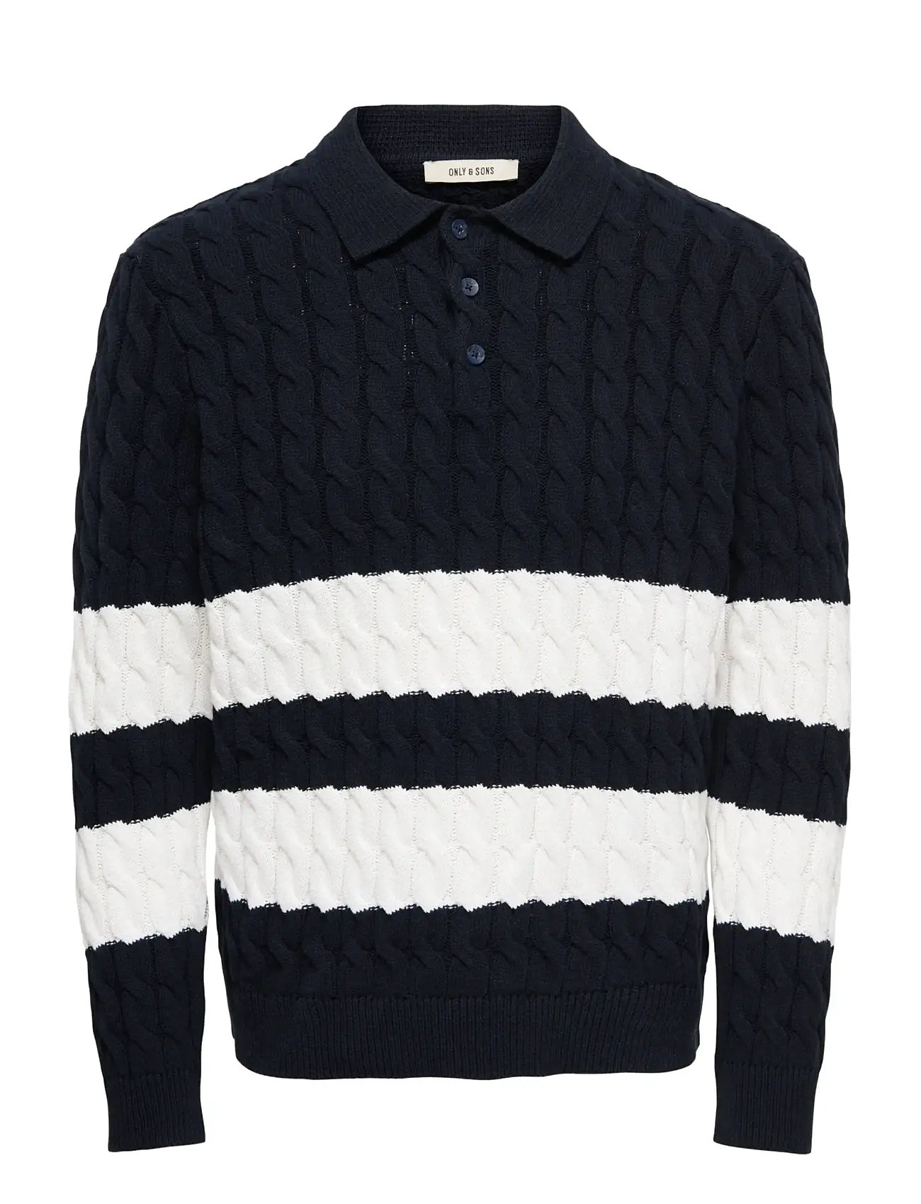 ONLY & SONS Onskicker Life Rlx Ls Cabel Polo Knit Navy - XS - Herren