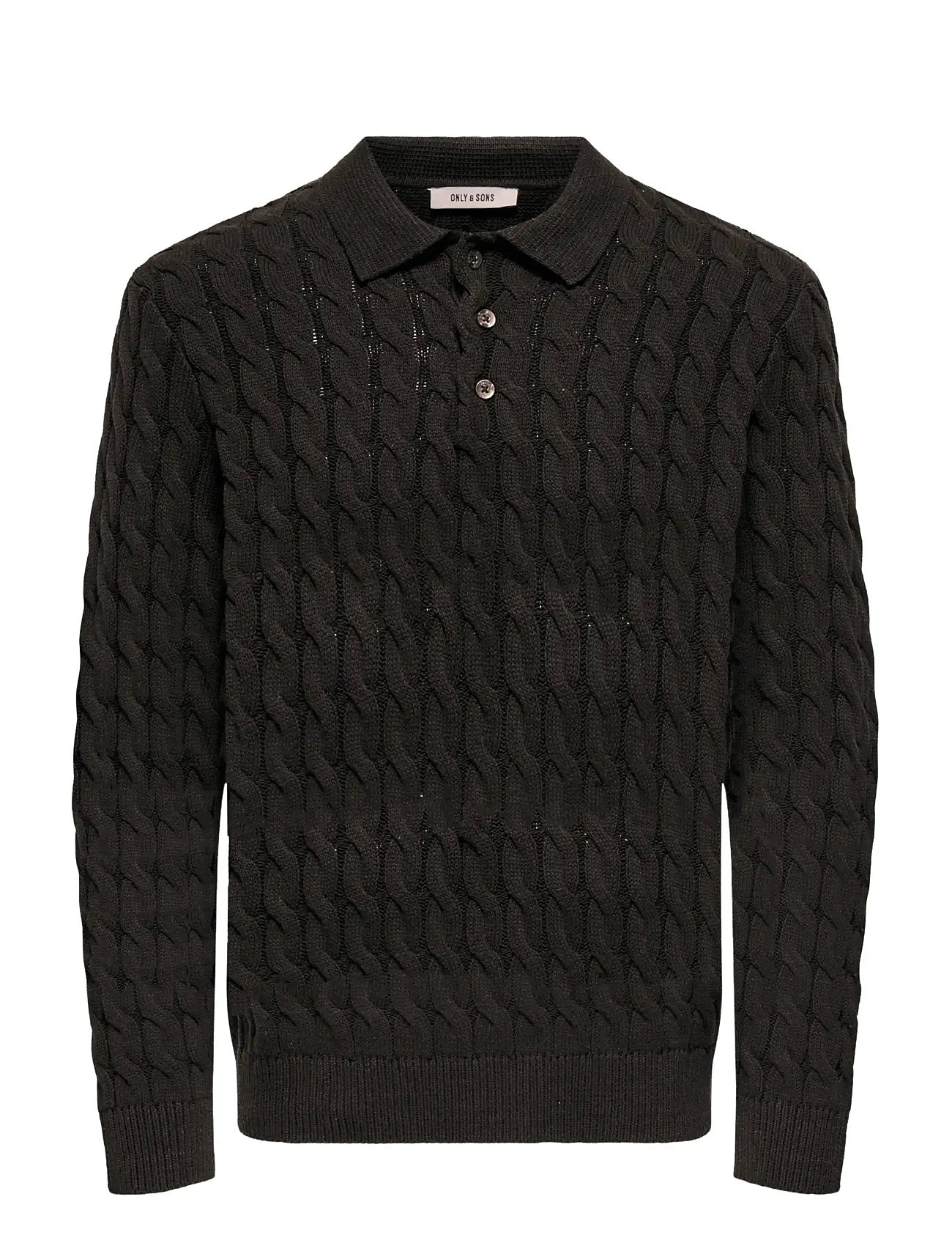 ONLY & SONS Onskicker Life Rlx Ls Cabel Polo Knit Schwarz - S - Herren