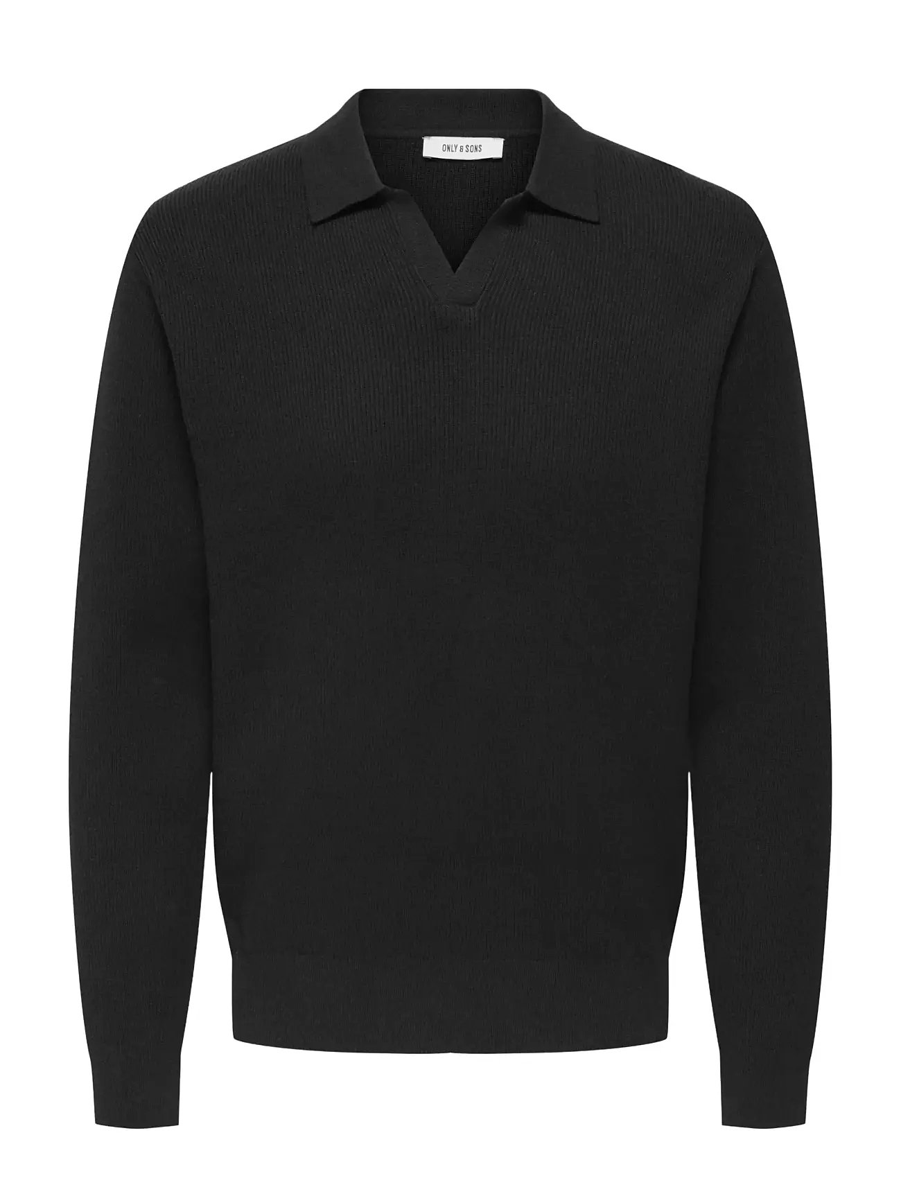 ONLY & SONS Onsphil Reg 12 Struc Split Neck Knit Schwarz - S - Herren