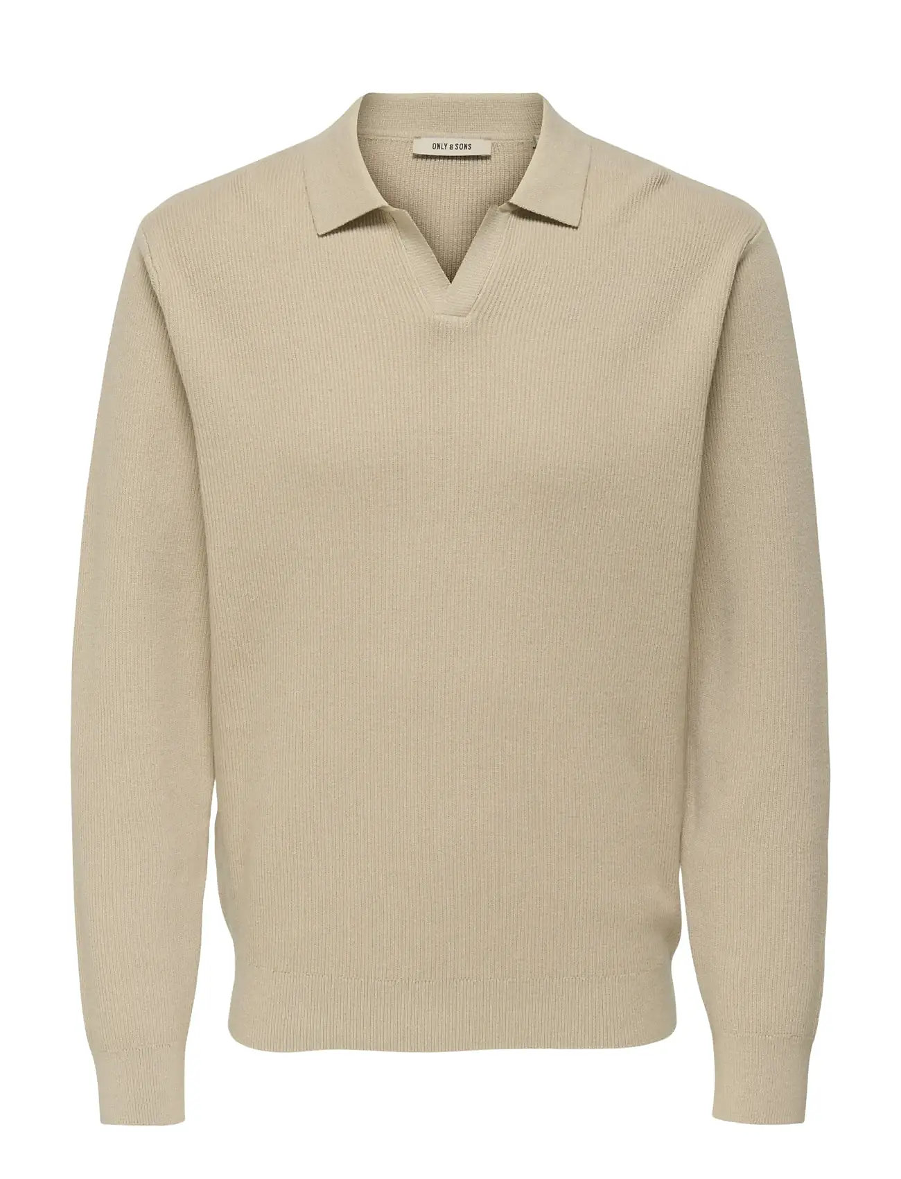 ONLY & SONS Onsphil Reg 12 Struc Split Neck Knit, S, Beige, Strik > V-Halse, Herre